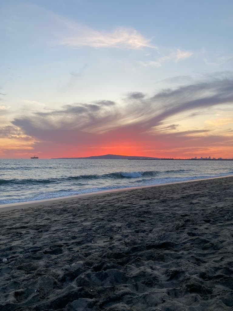 Picture of a beautiful pink sunset on a beach