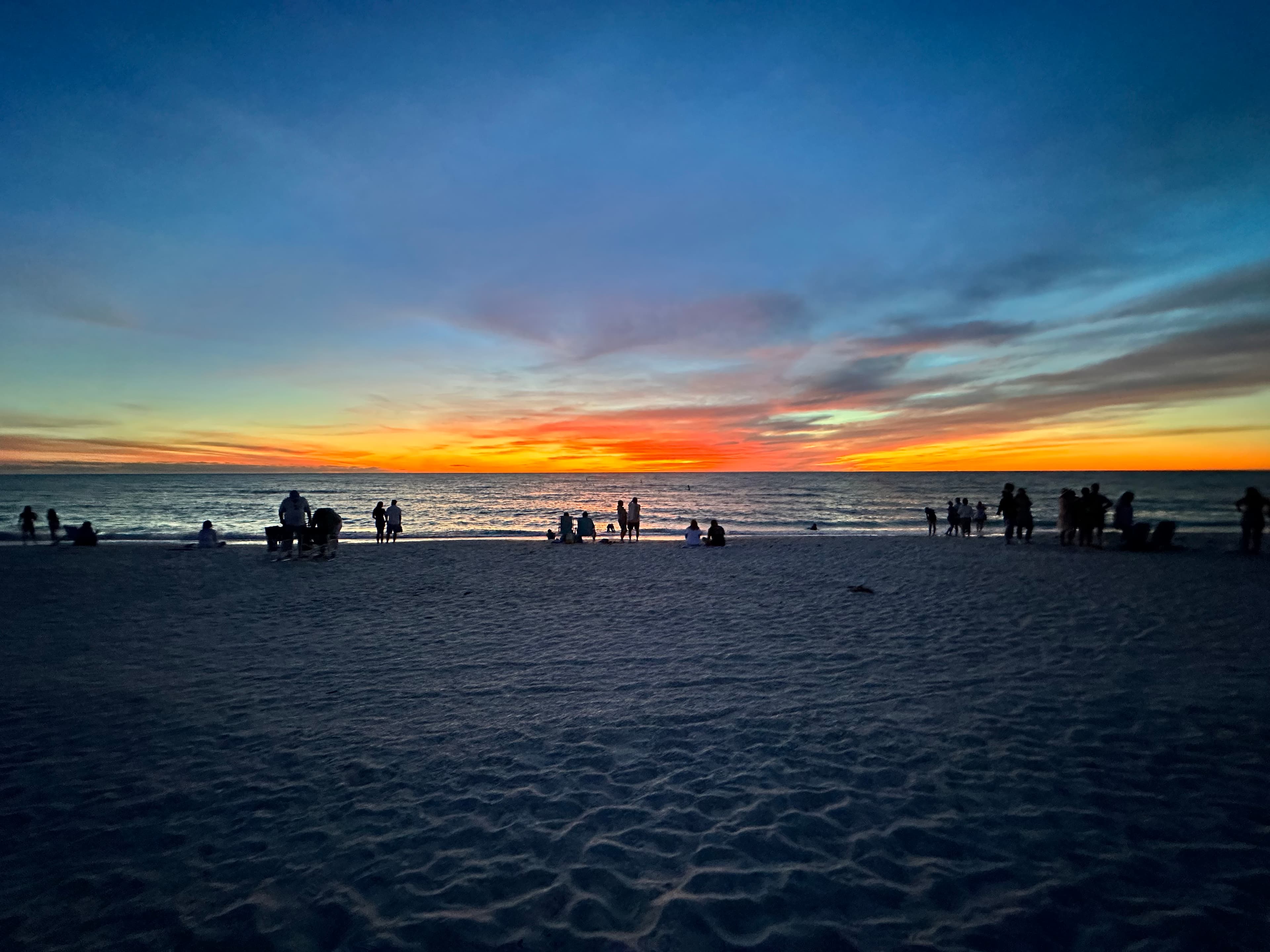 People enjoying sunset on the beach