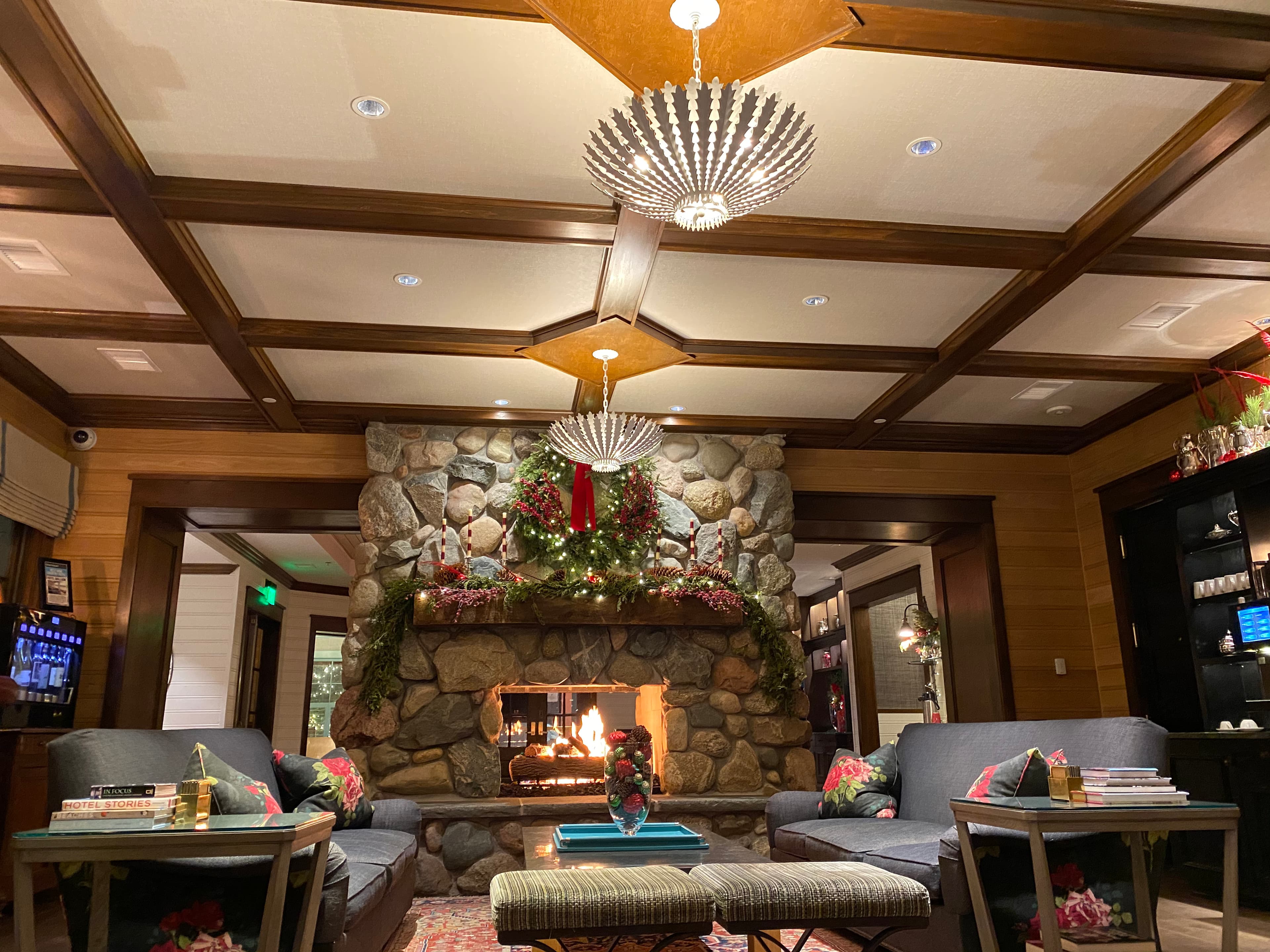 An interior of a fancy hotel