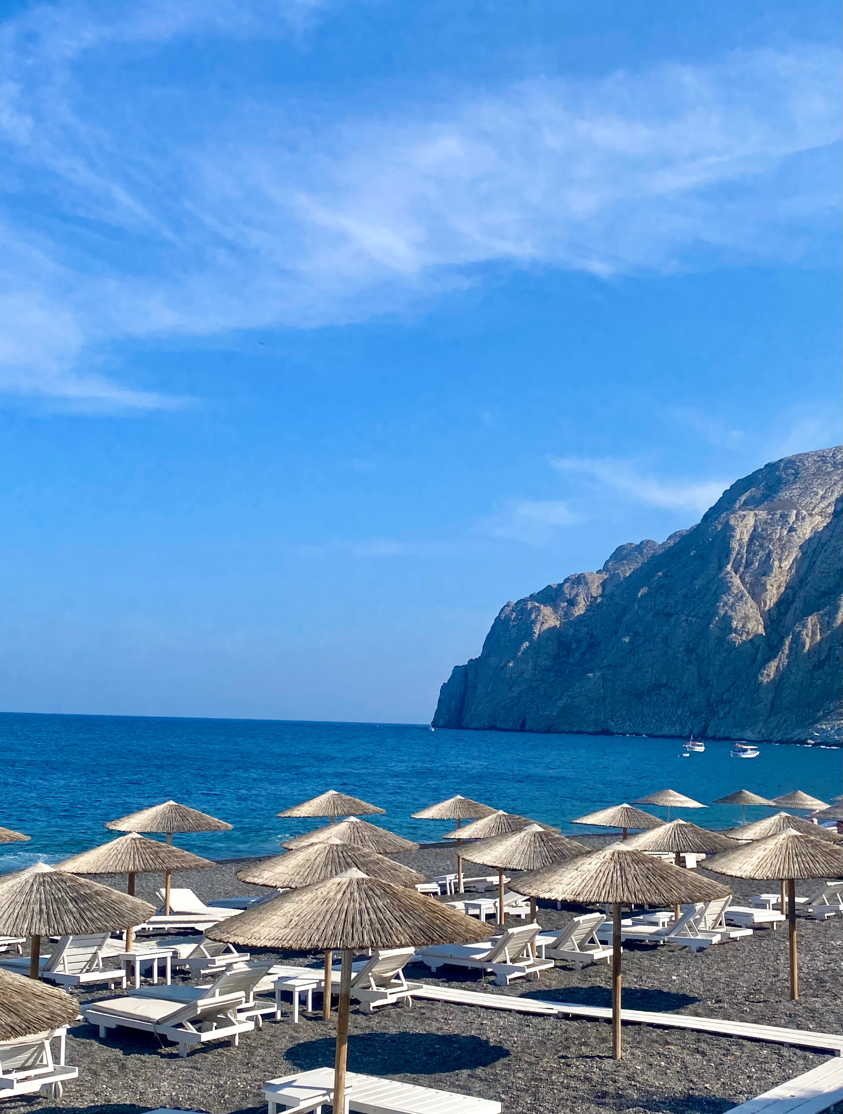 Loungers and umbrella setup at the beach