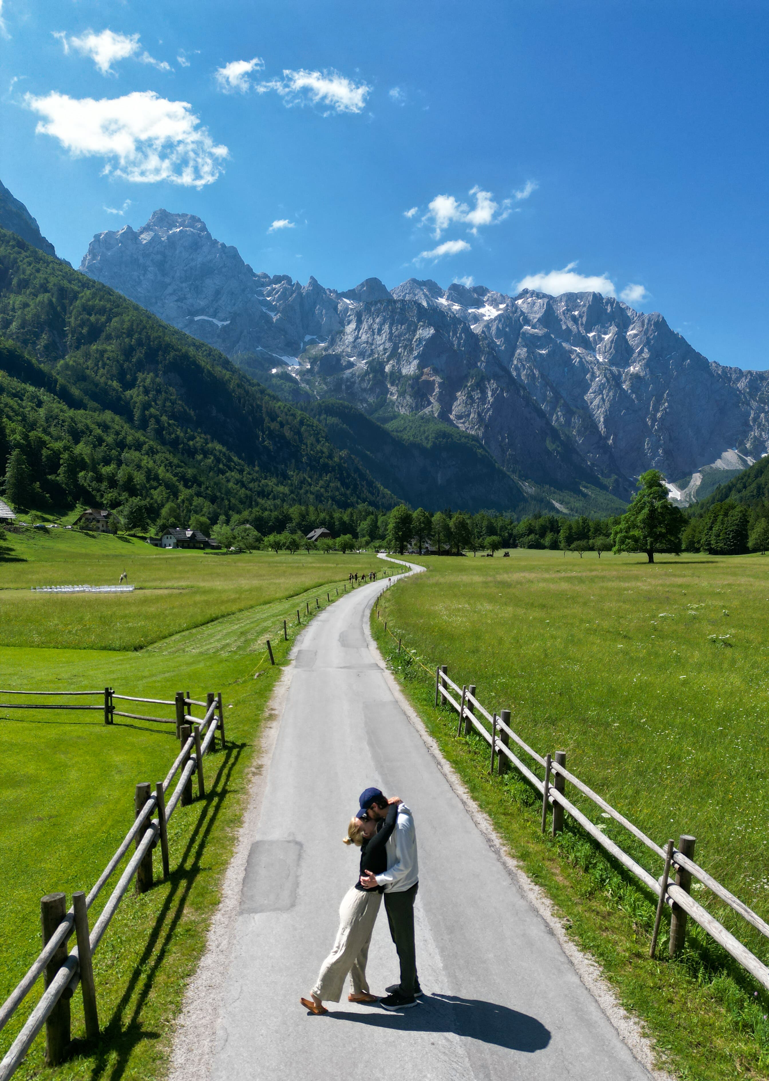 Posing for a couple photo on the road