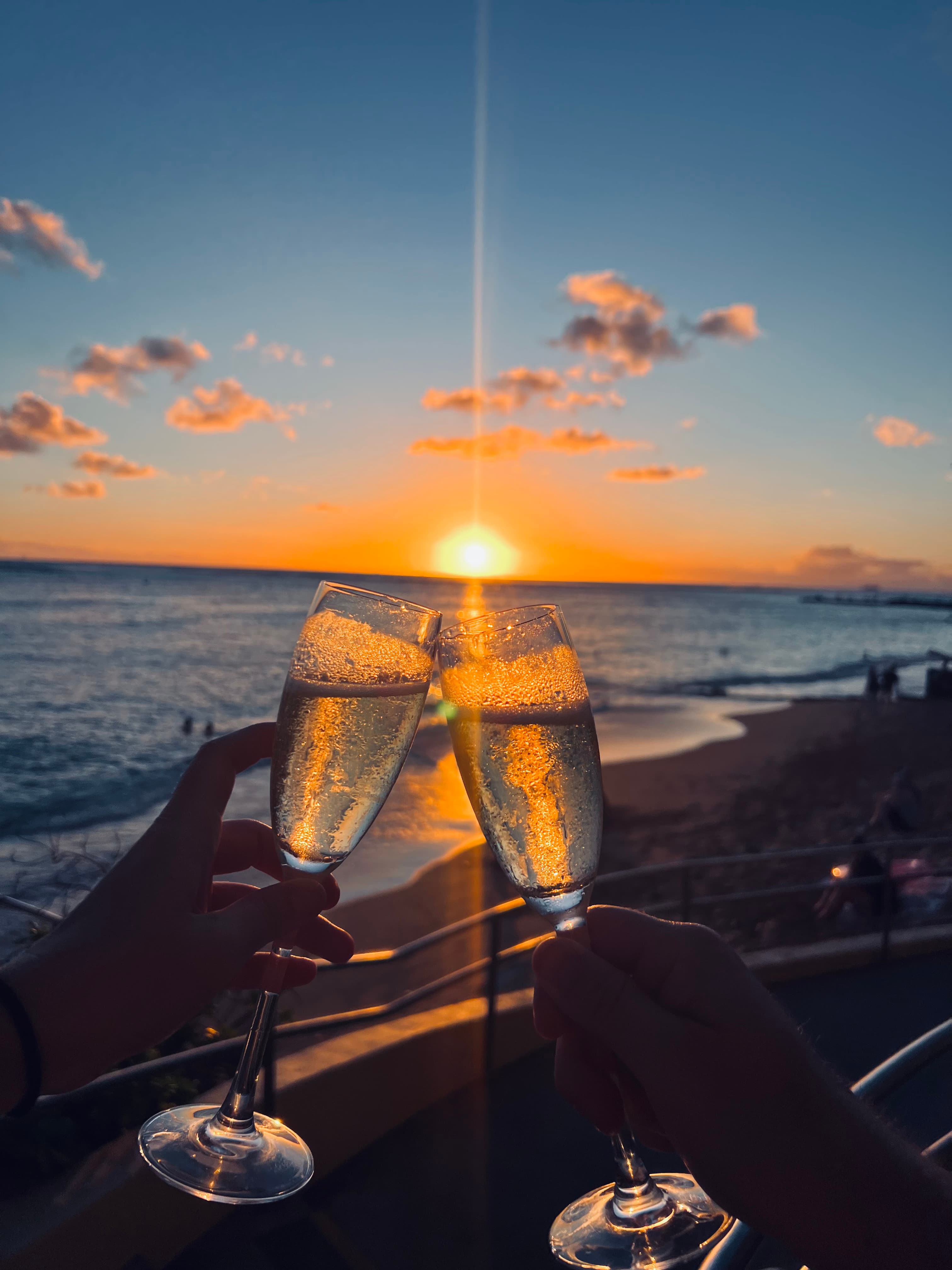 Beautiful view of sunset while having drinks
