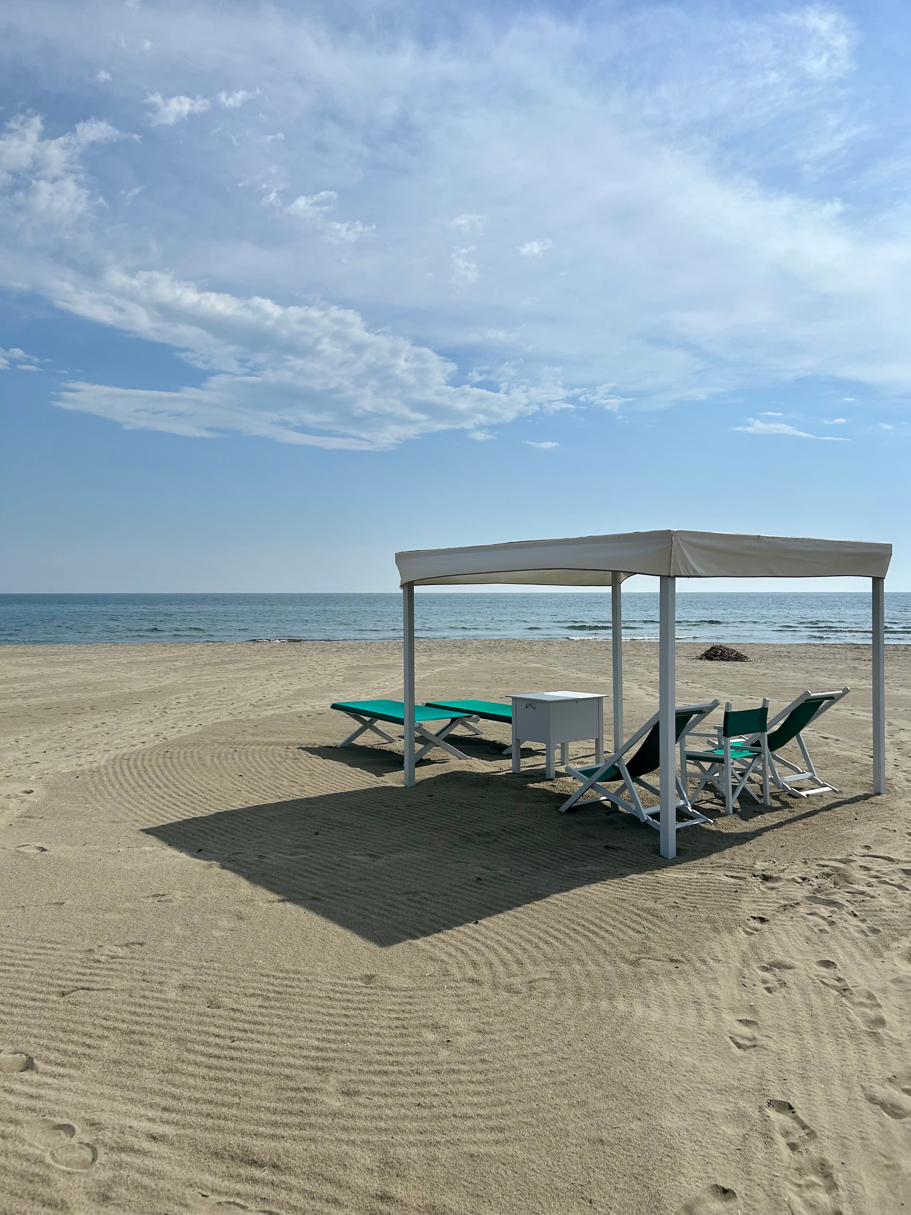 View of beach canopy setup