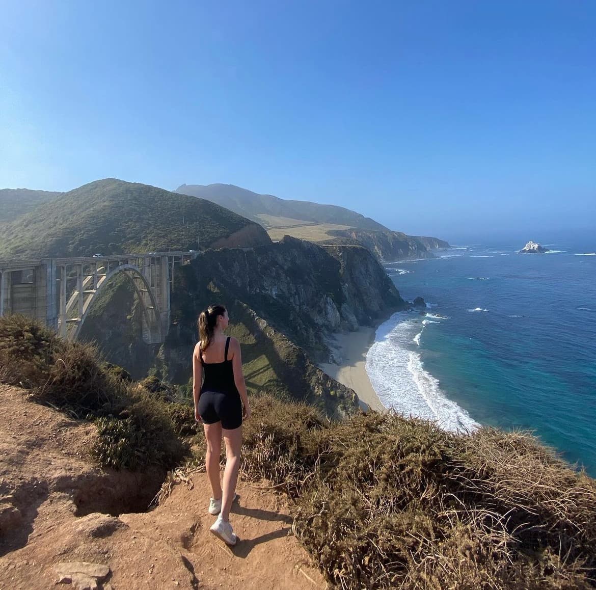 Looking at the beach from the top