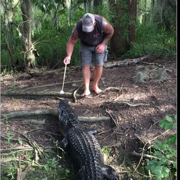 Alex with crocodile