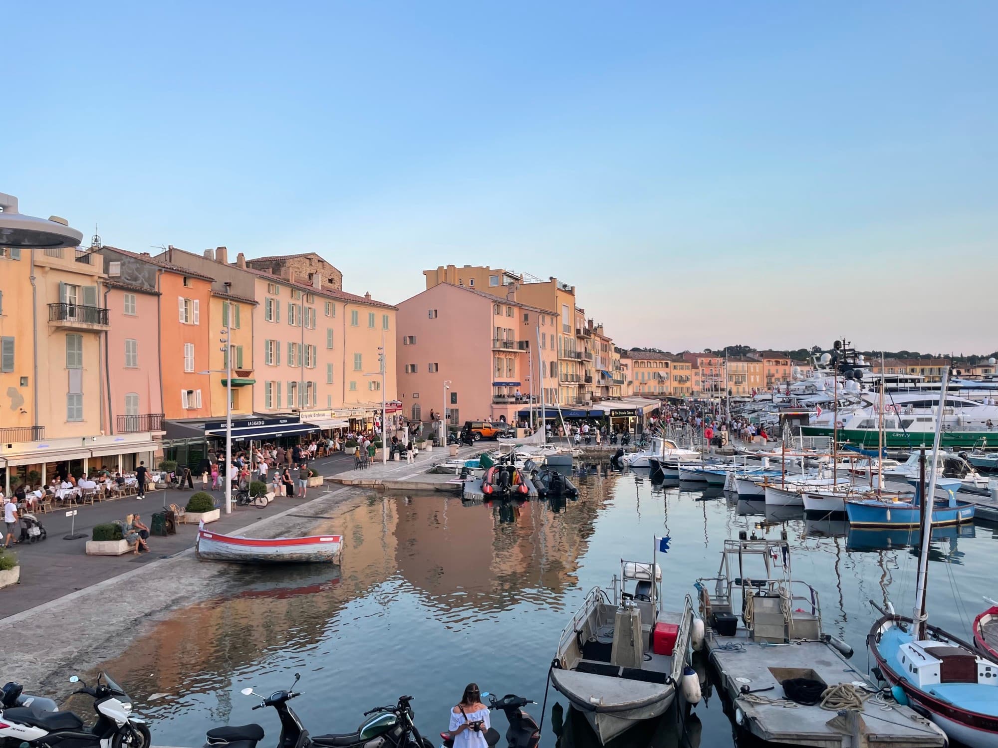 island harbor at sunset