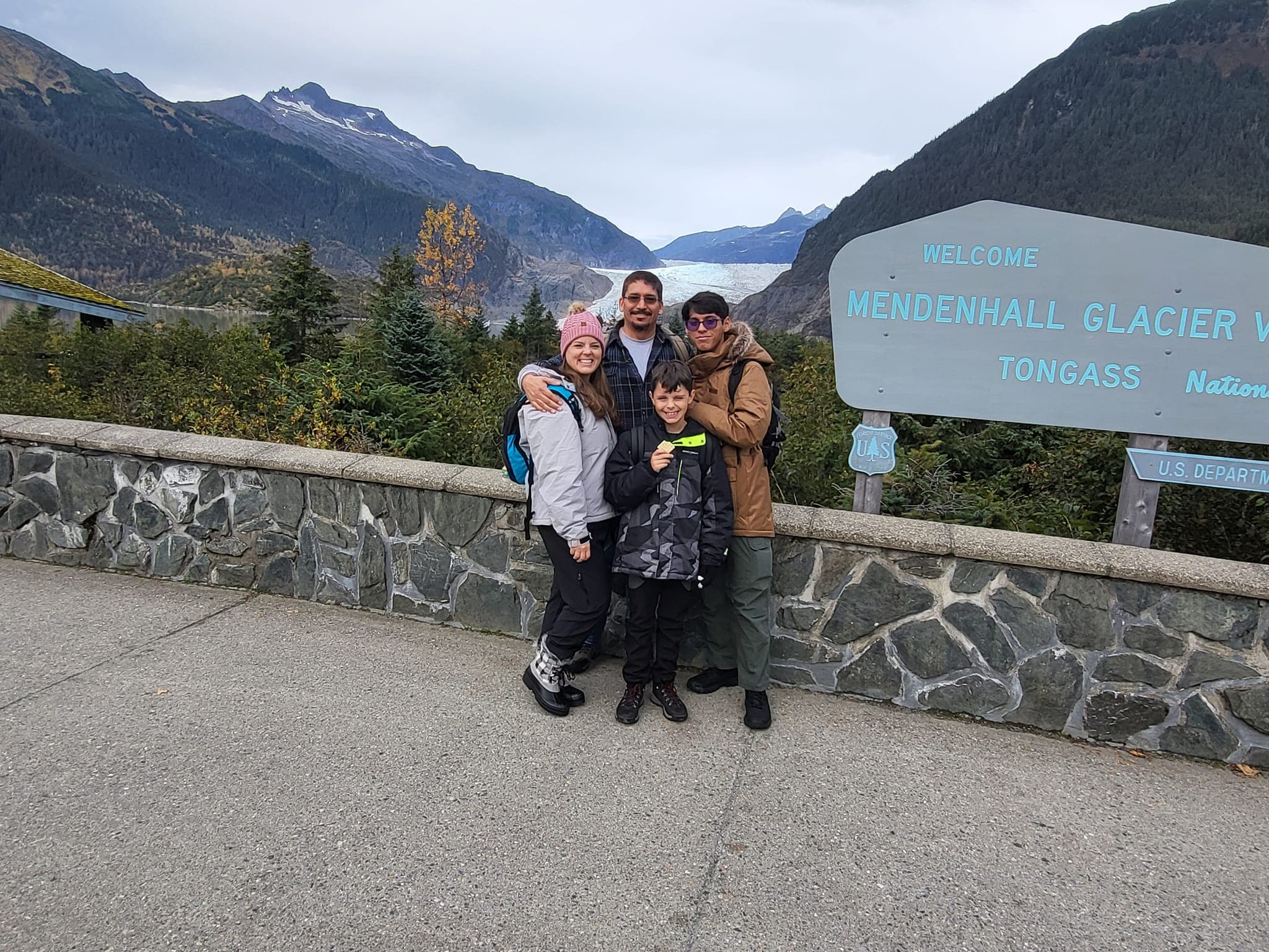 Picture fo Melinda with family at Mendenhall Glacier
