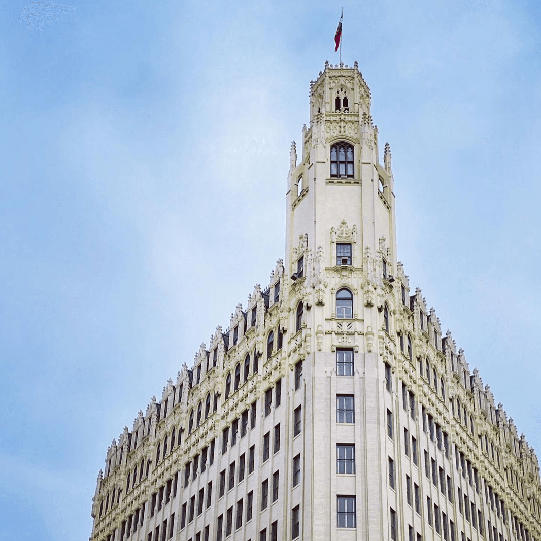 Tall white washed building