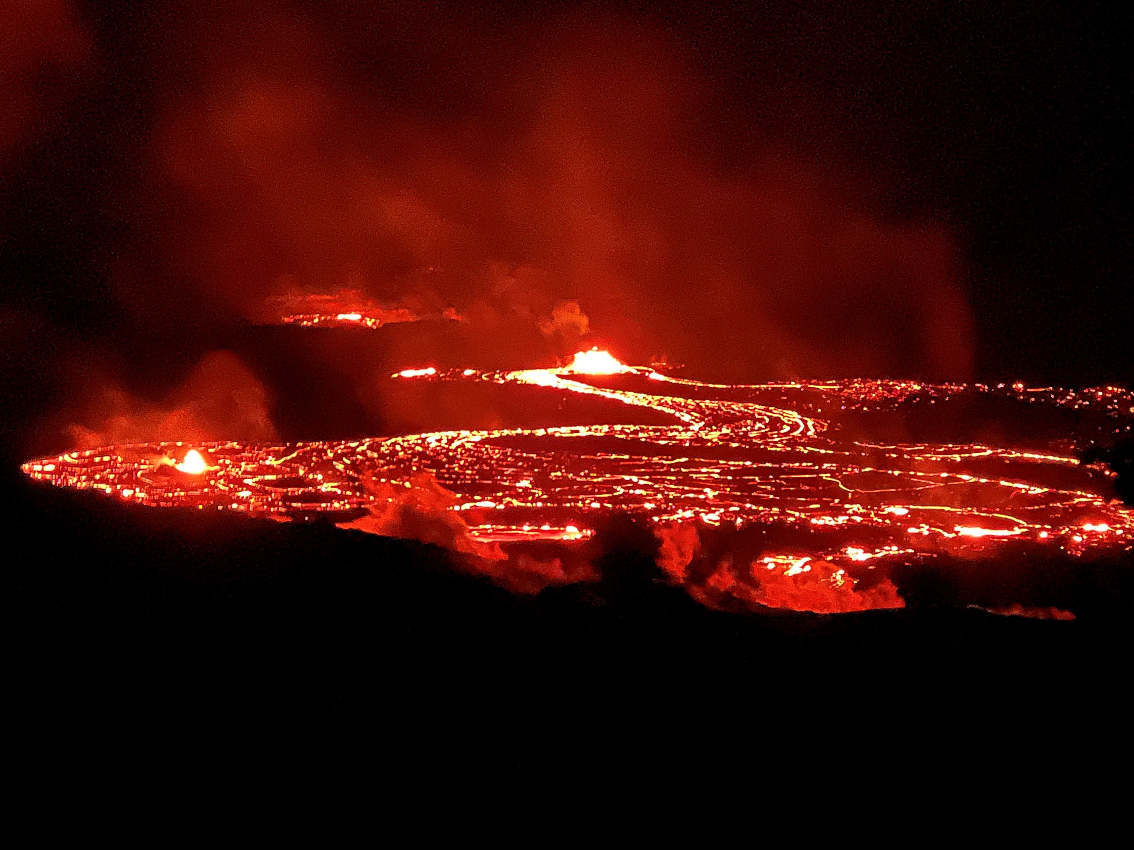 View of an active volcano in Hawaii