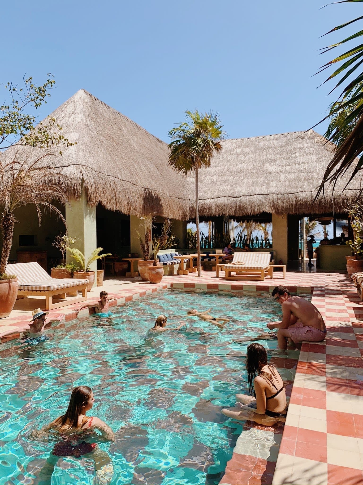 People swimming in the pool