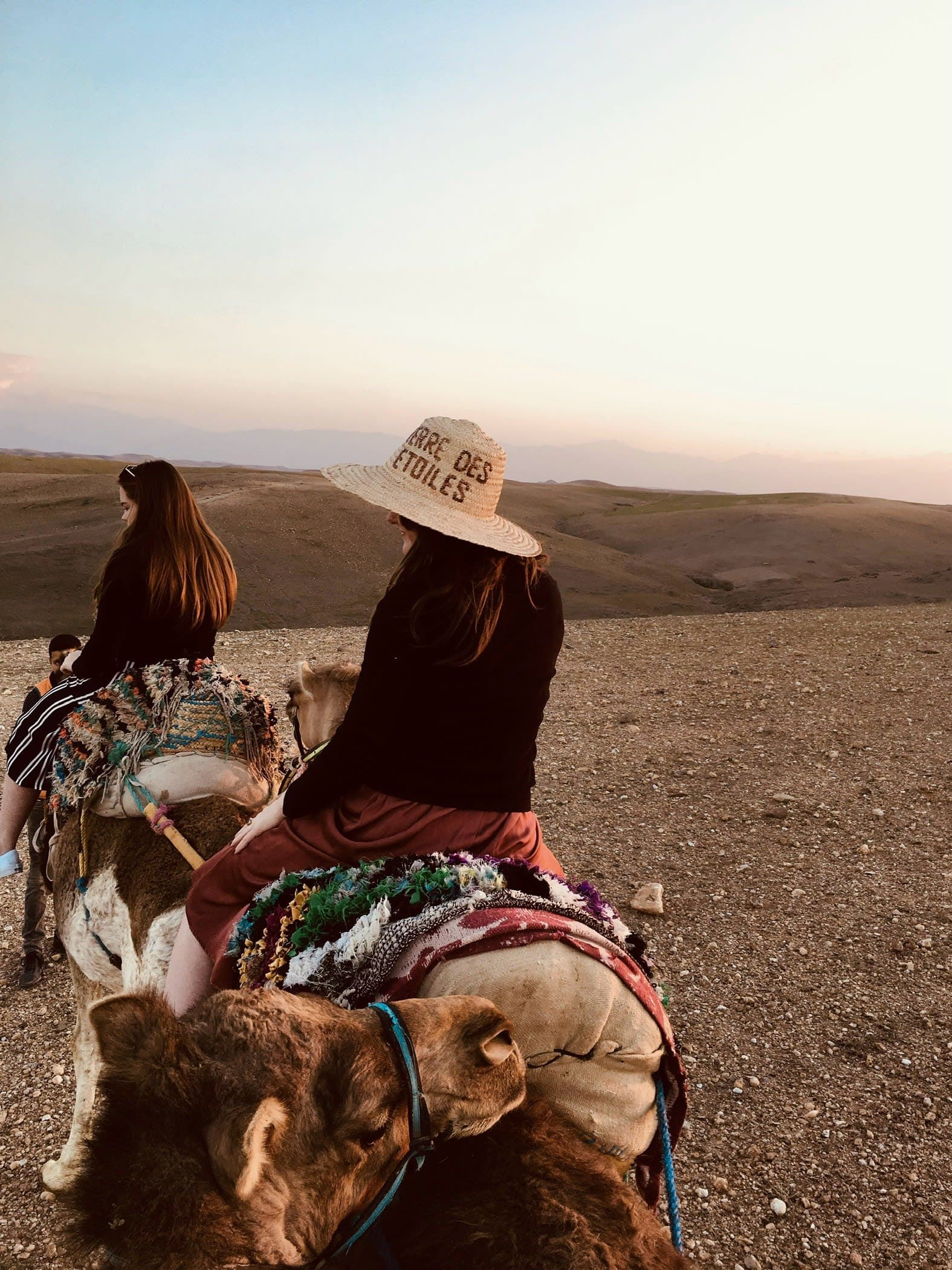 Taking a camel ride in the desert