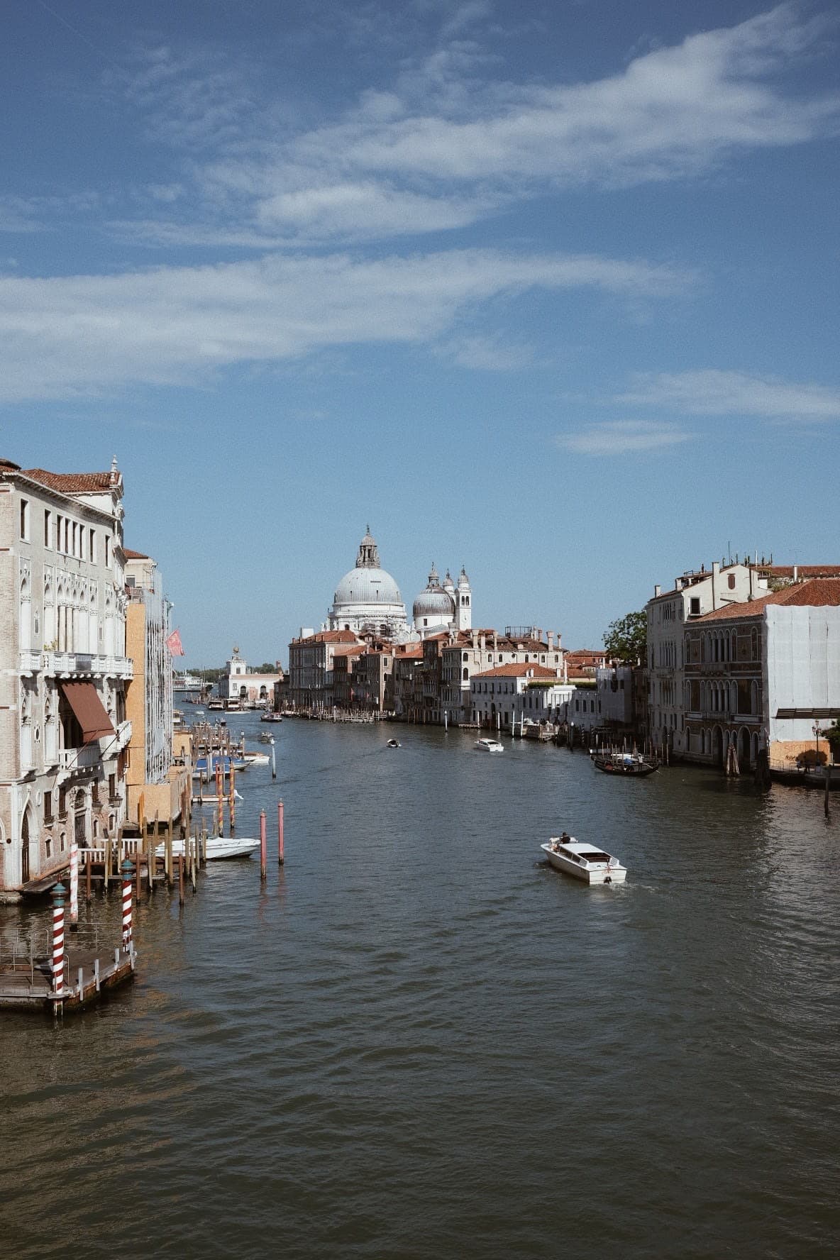 View of the Grand Canal with boats sailing in view