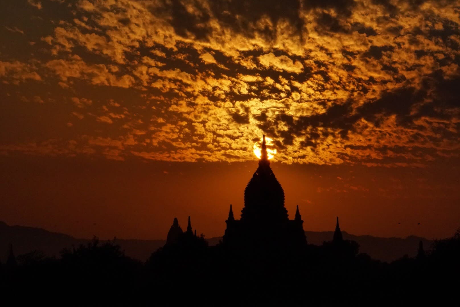 View of sunset in Bagan