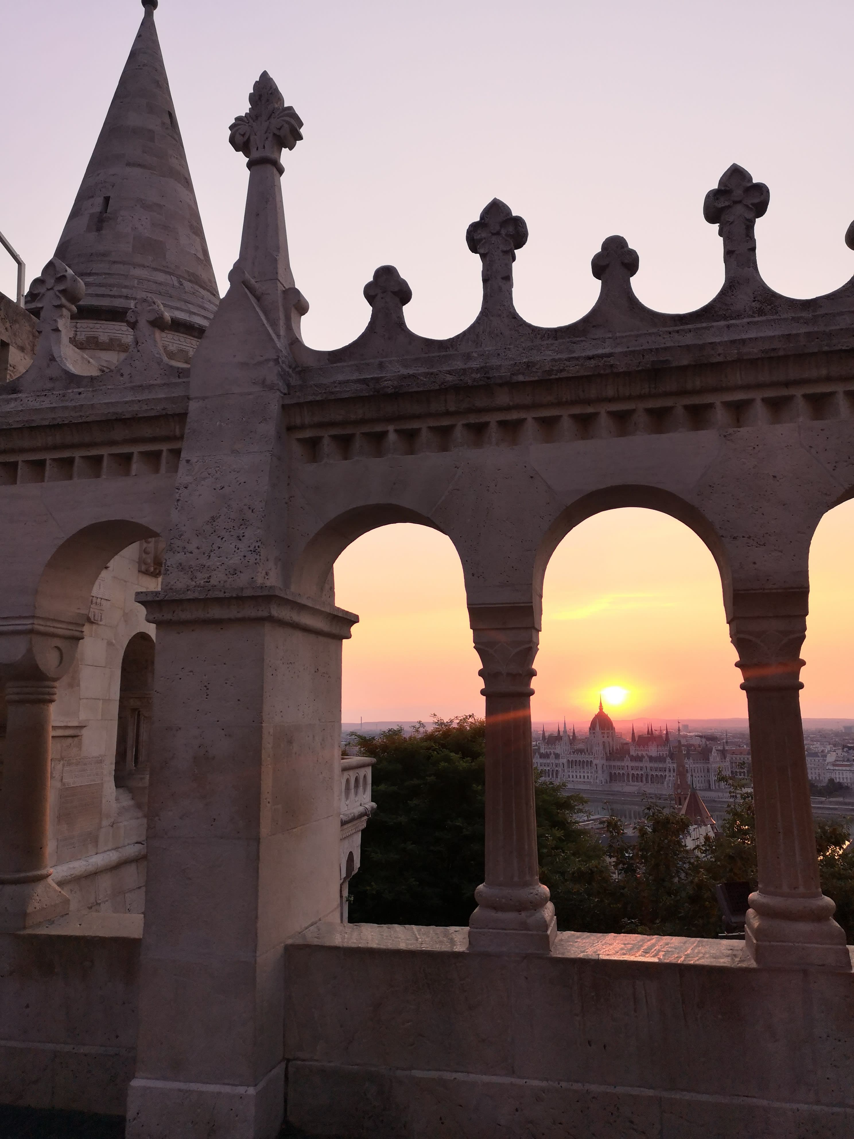 BEautiful view of Fisherman's Bastion fortress at sunset