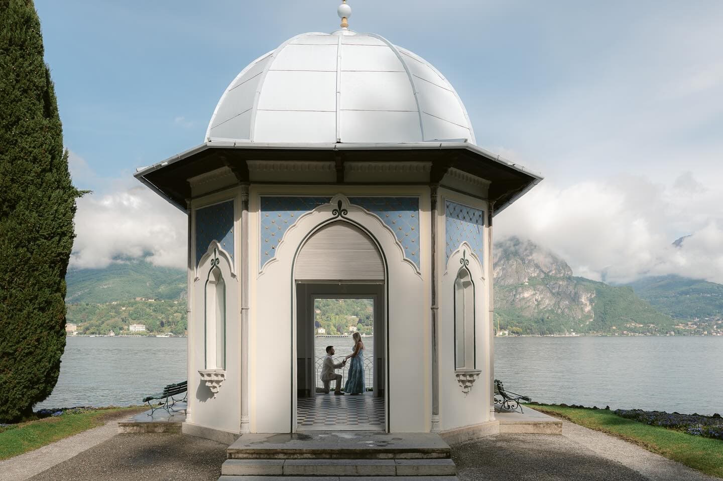 Arabesque style temple in the gardens of Villa Melzi in Bellagio Lake Como Italy