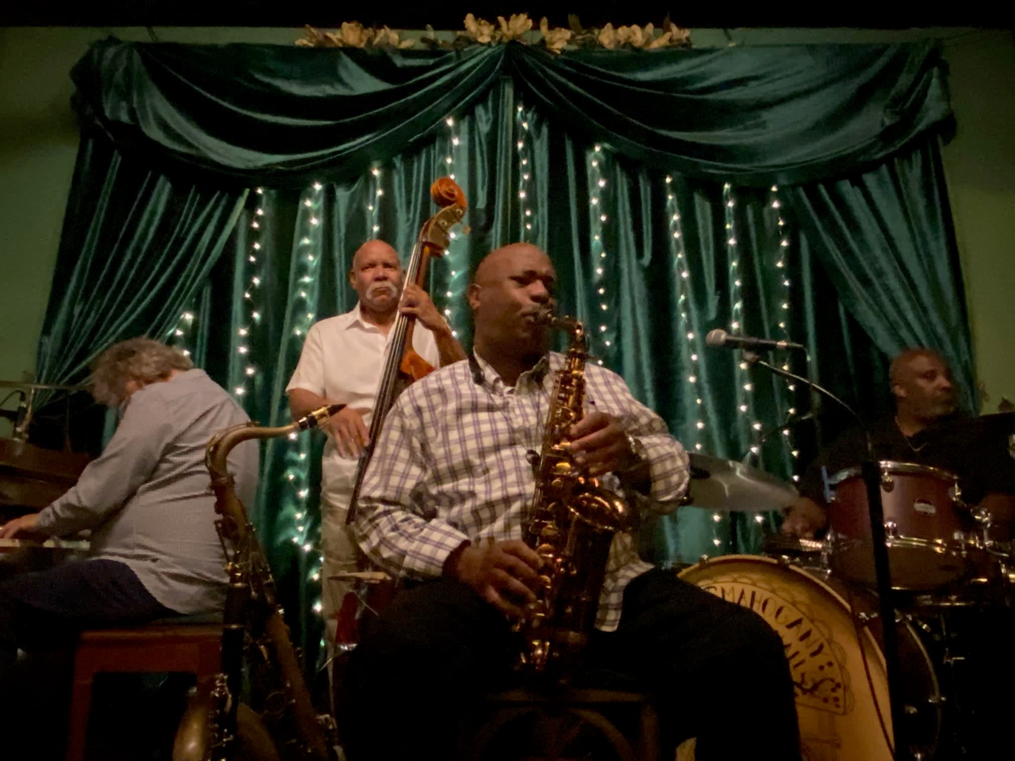 A jazz band playing at a nightclub