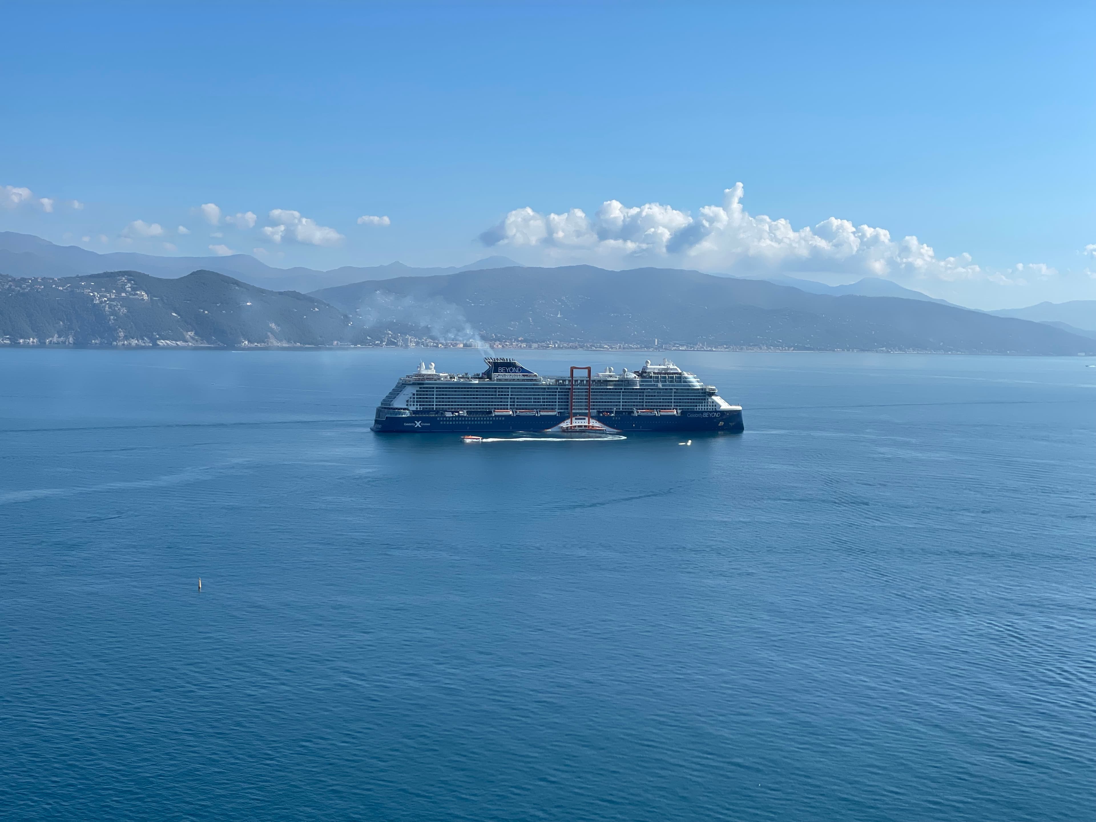 Cruise sailing in the distance.