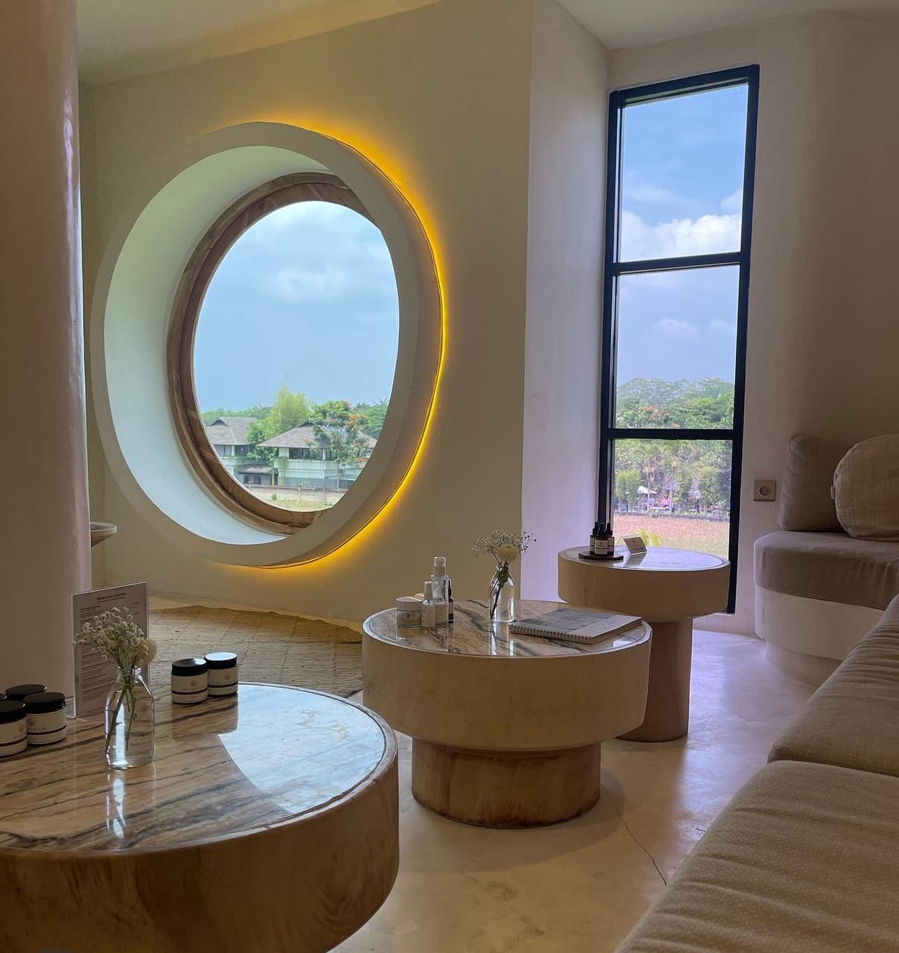 The inside of a nice hotel with luxury amenities.