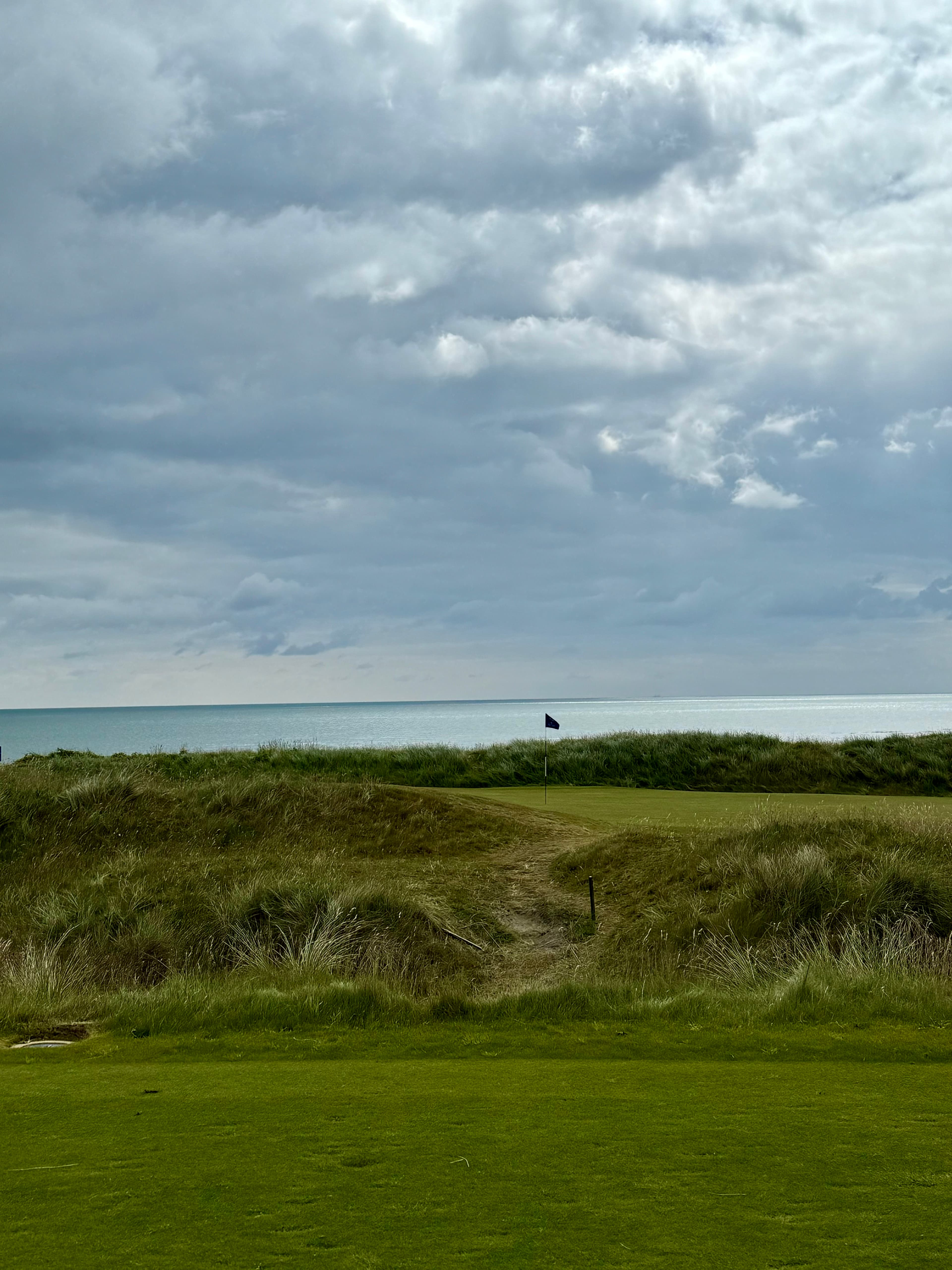 Image of a golf course on a cloudy day.