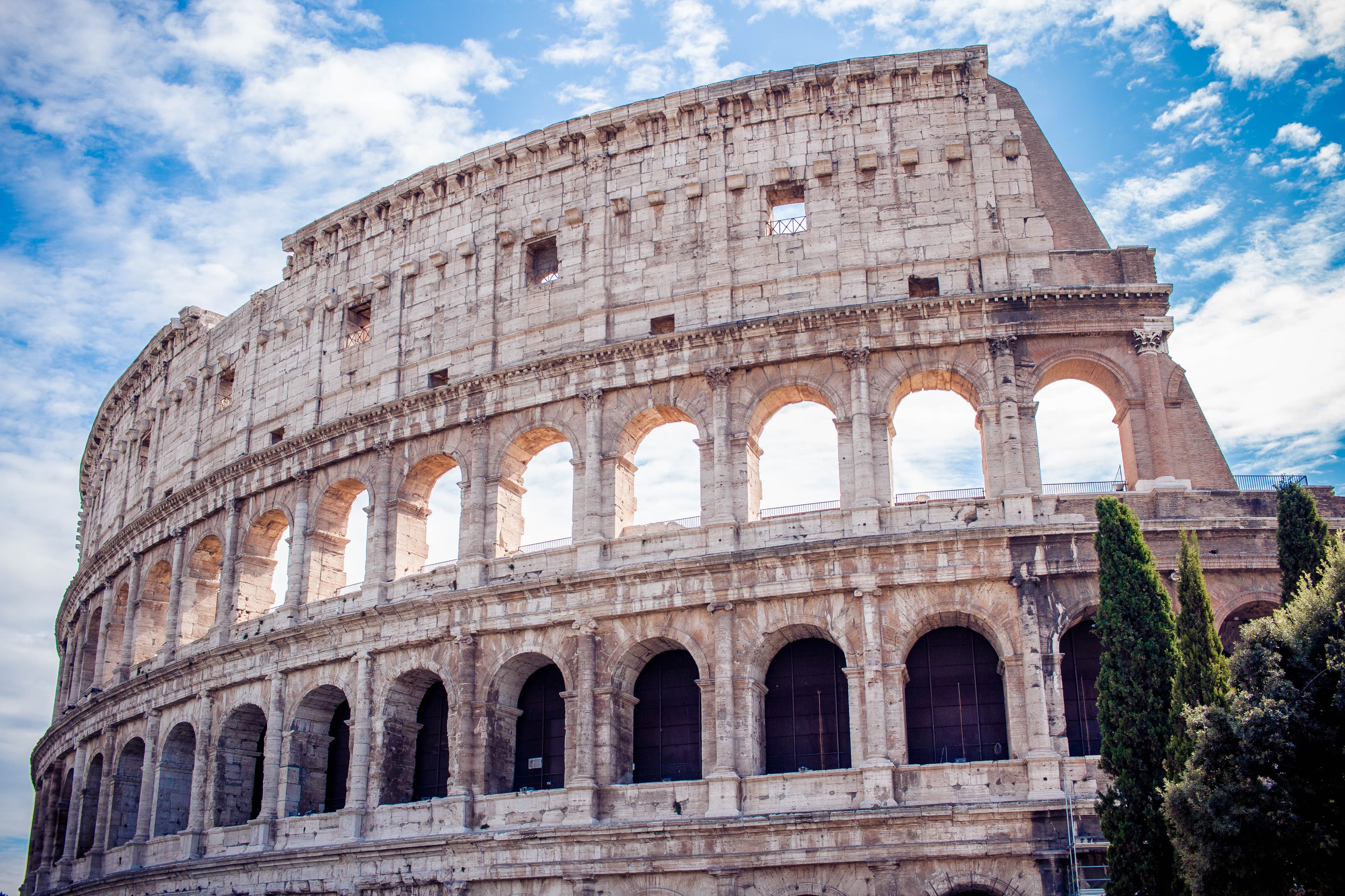 Beautiful close-up view of the Colosseum on a sunny day