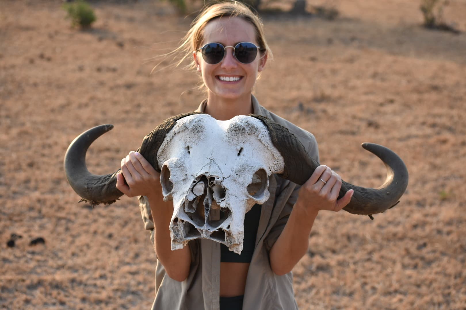 Photo with a bison skull.