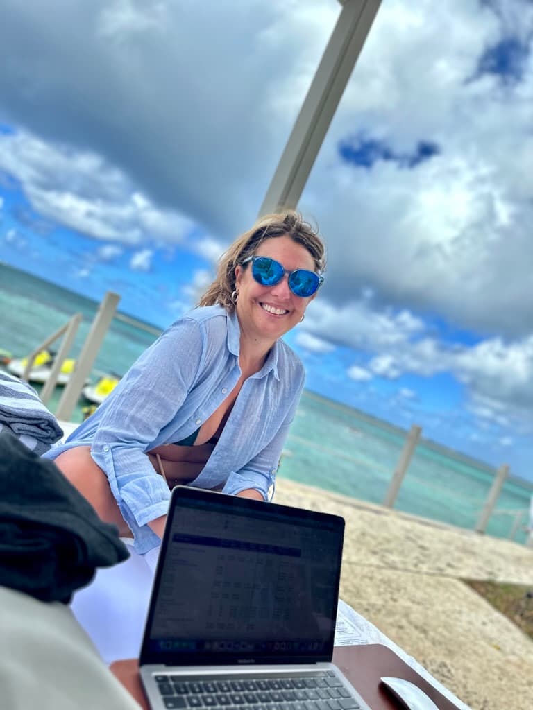 Working from the beach.