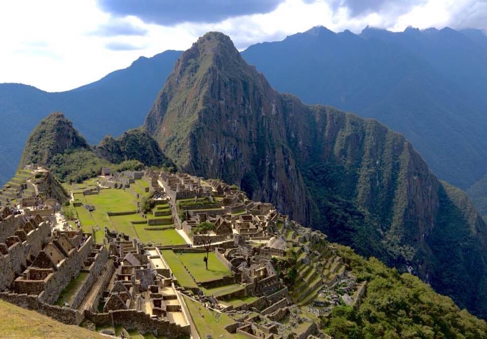 Beautiful clear view of the Machu Picchu ruins as seen from above