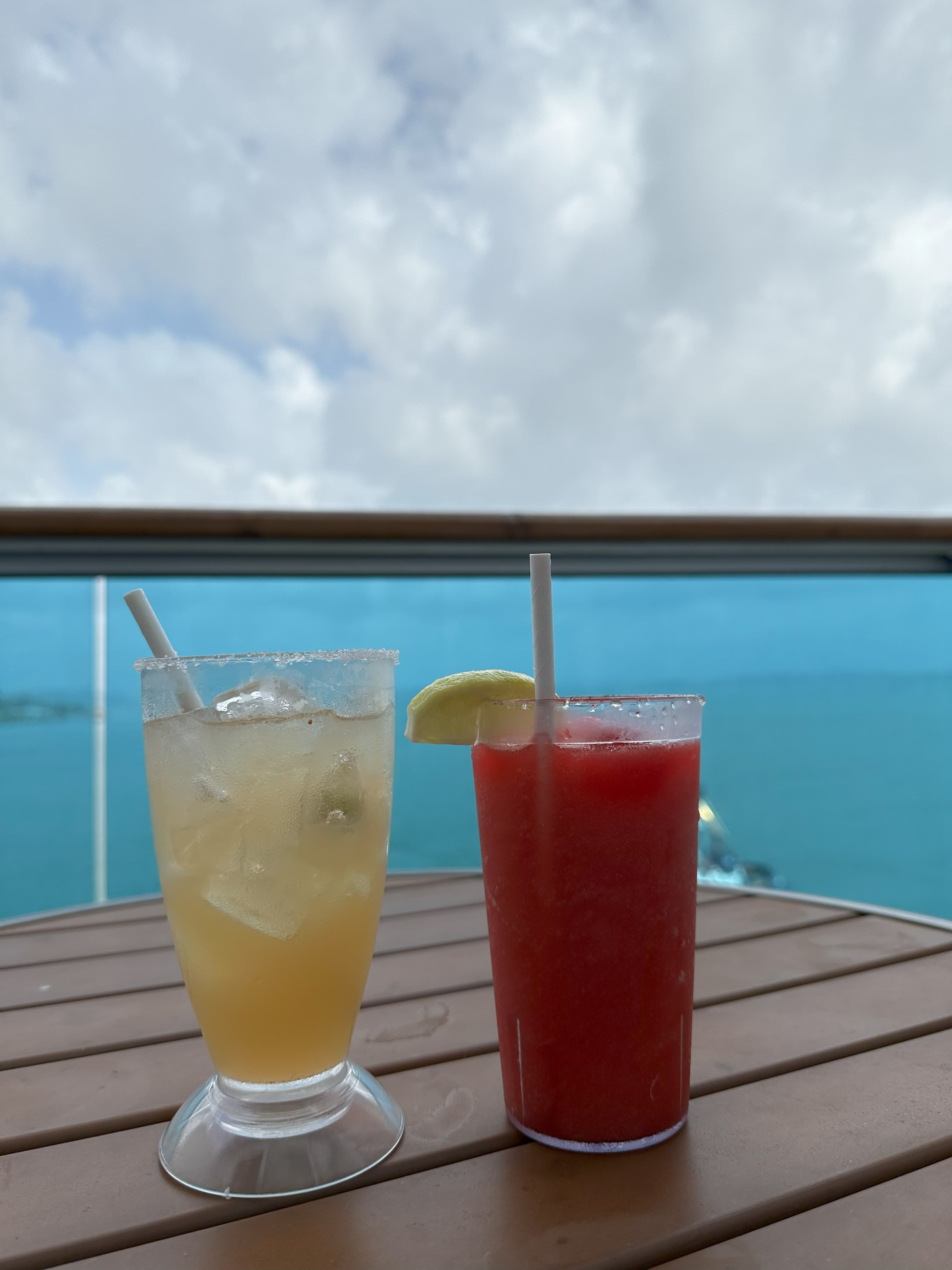 Drinks by the sea.