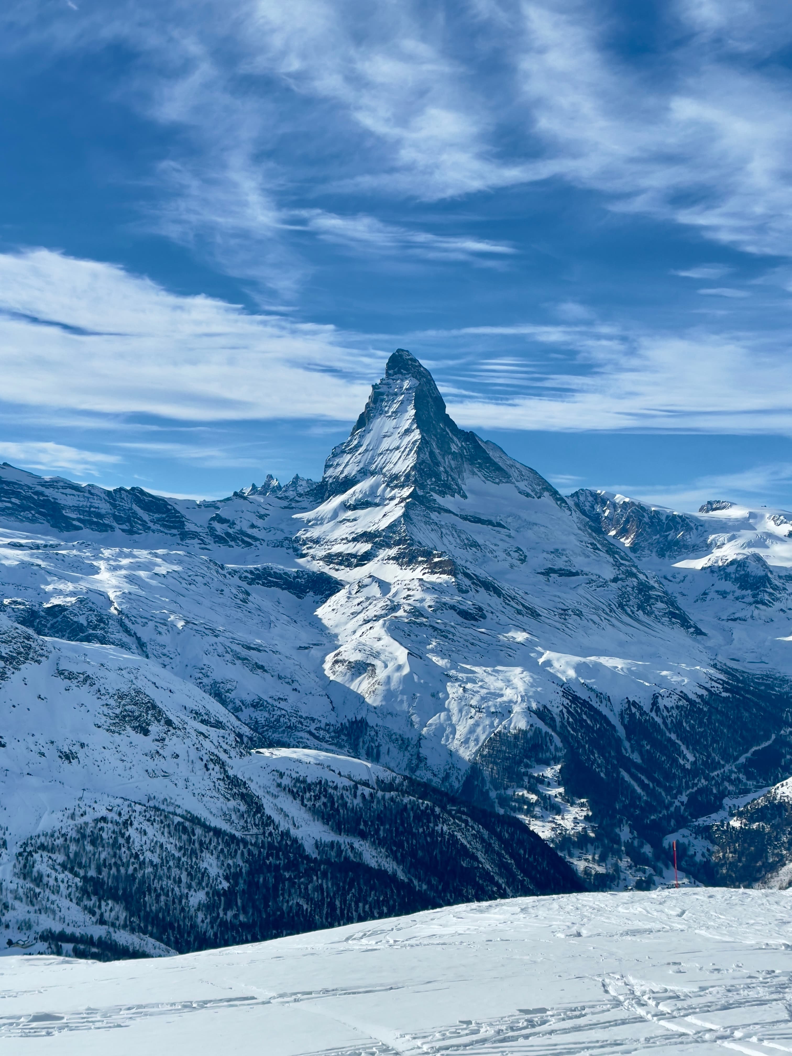 Snowy mountain in Zematt.