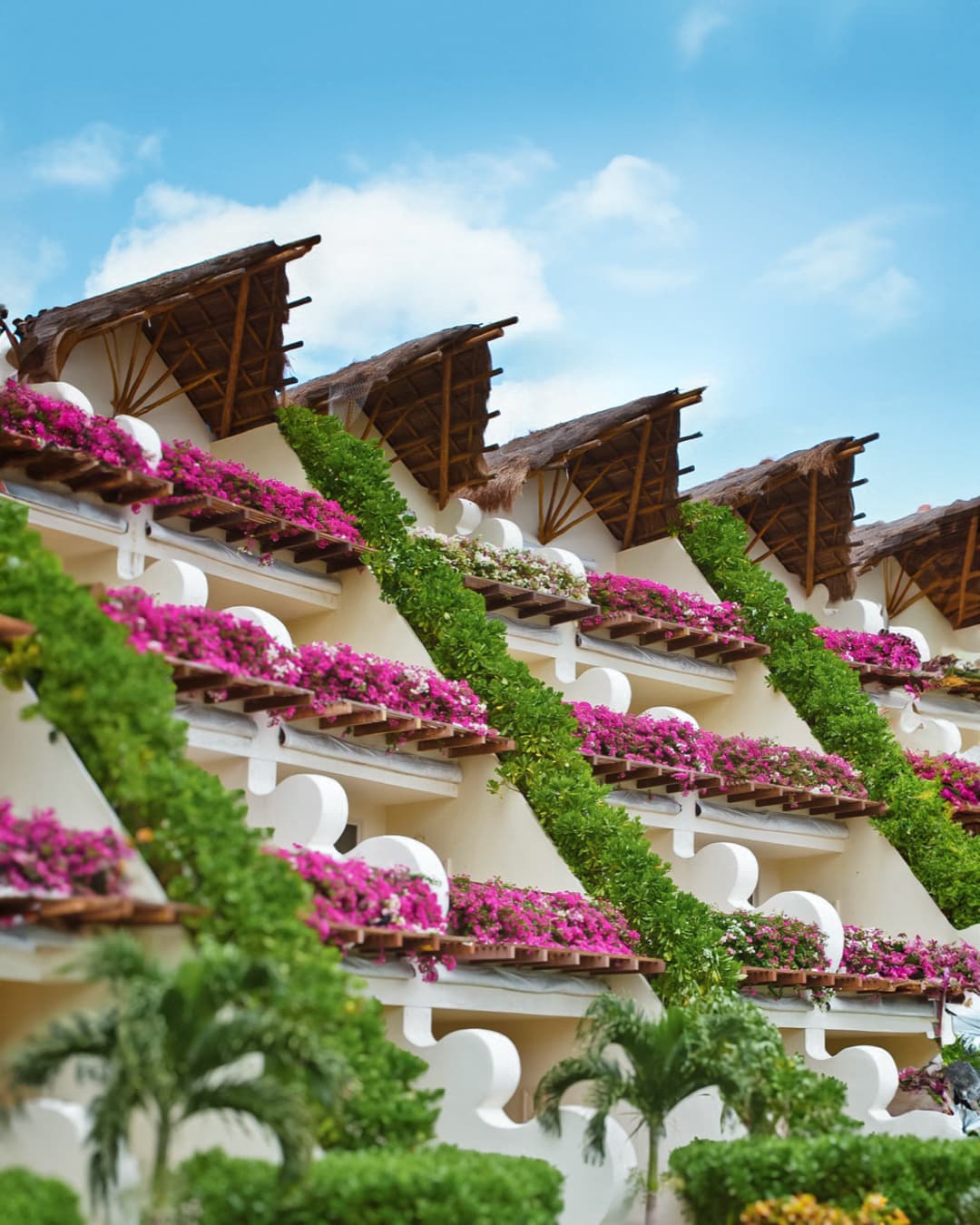Colorful flowers on wall.