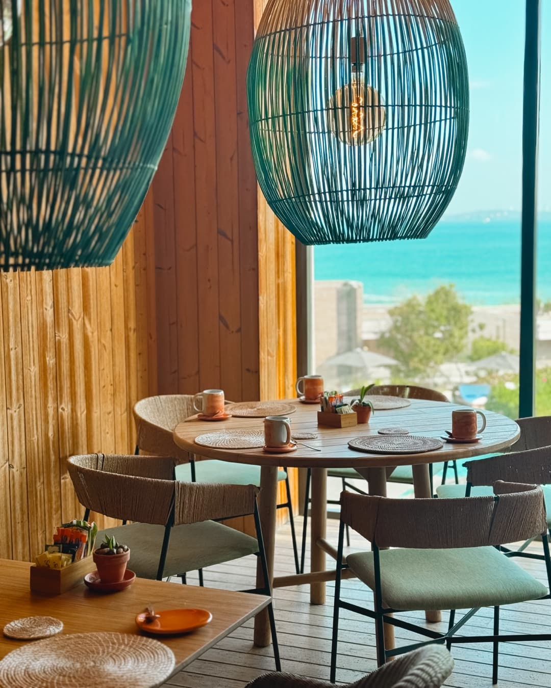 Dining table overlooking the sea.