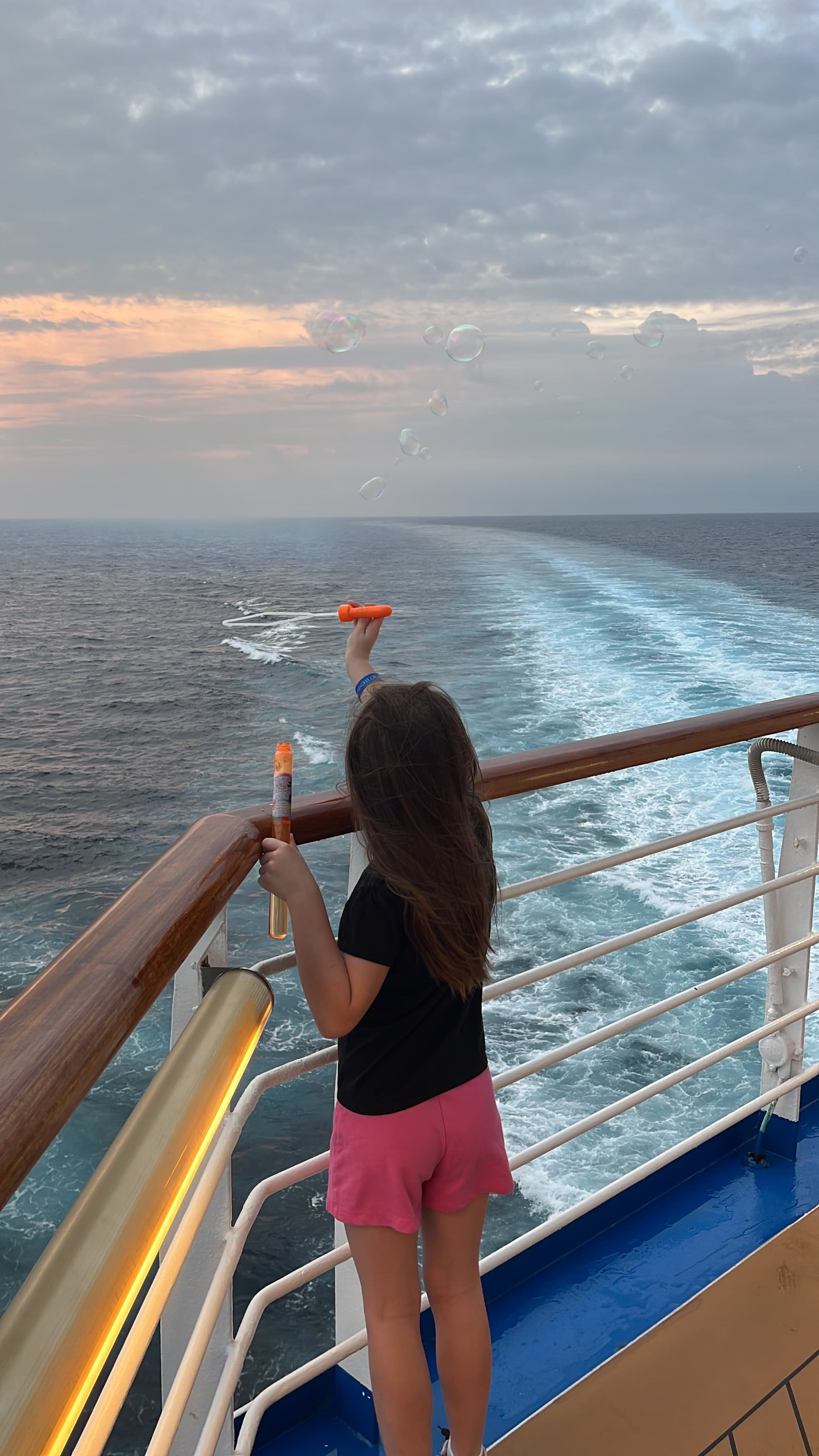 Looking at the sea from a boat.