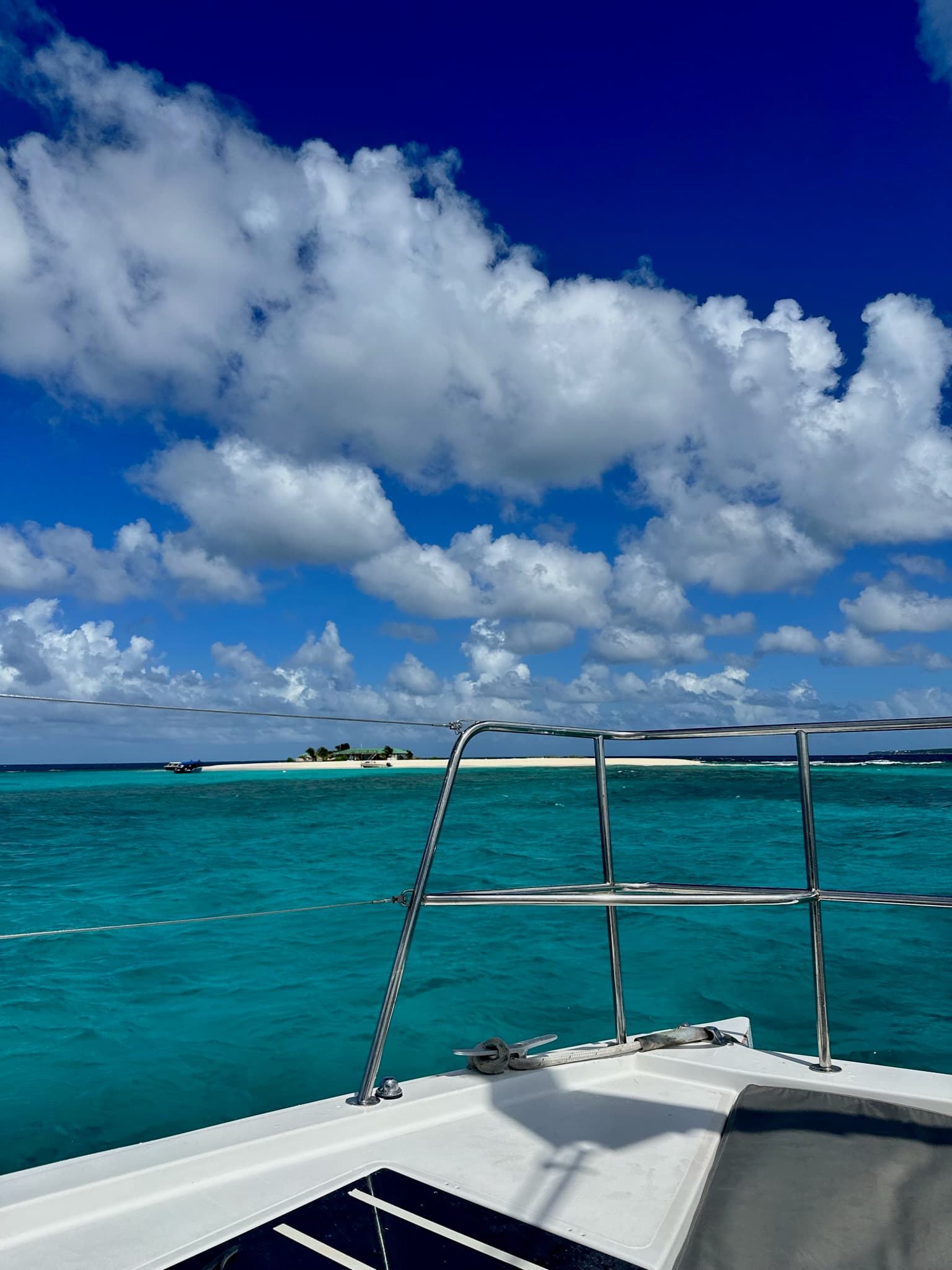 Boat side sandy island