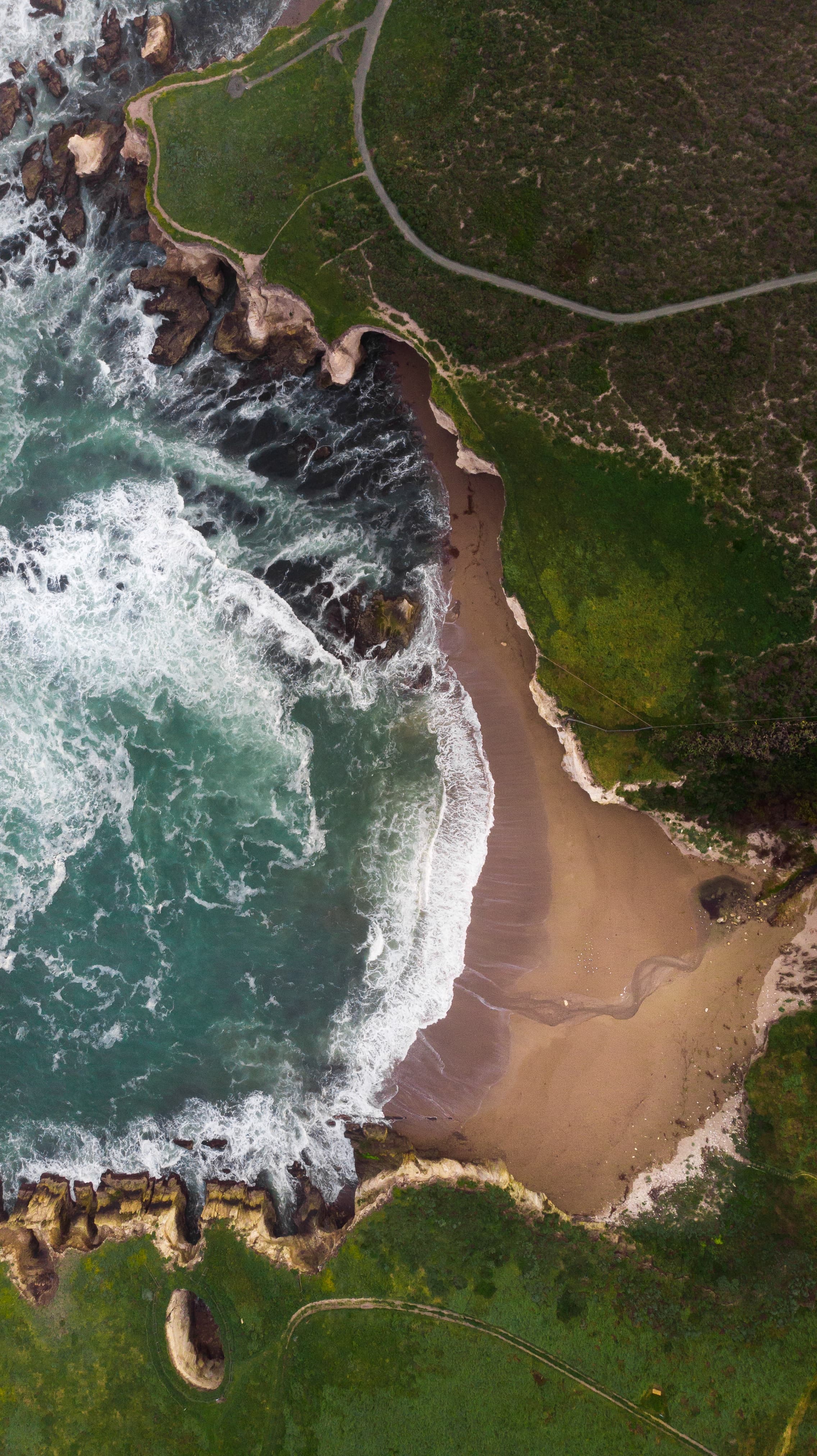 Aerial view of a beach.