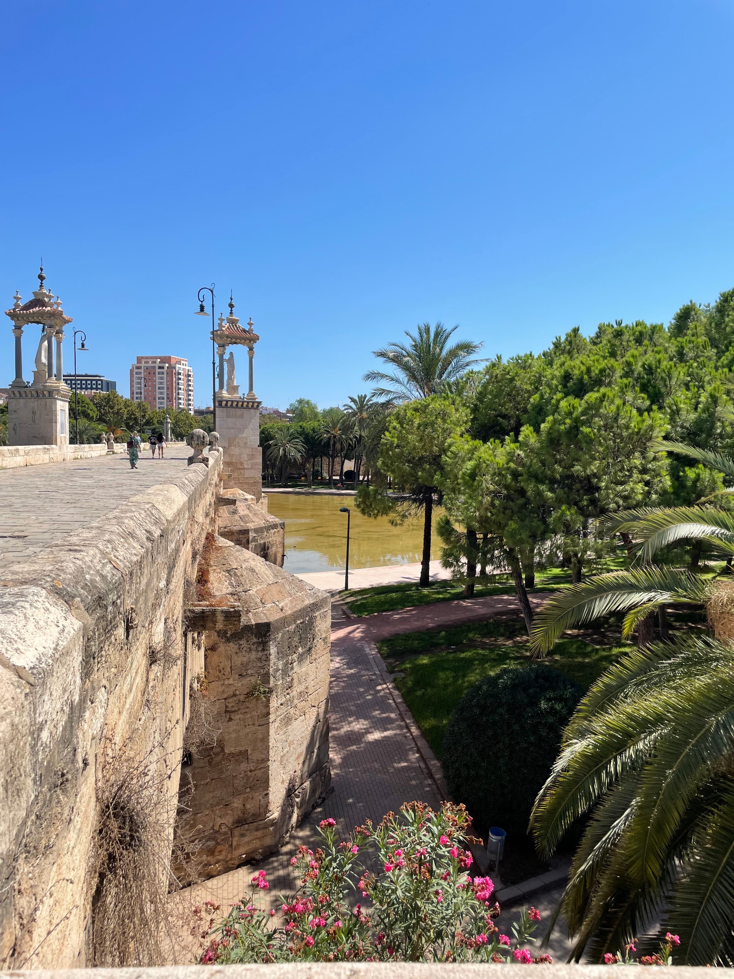 A view of an ancient bridge in Valencia, Spain.