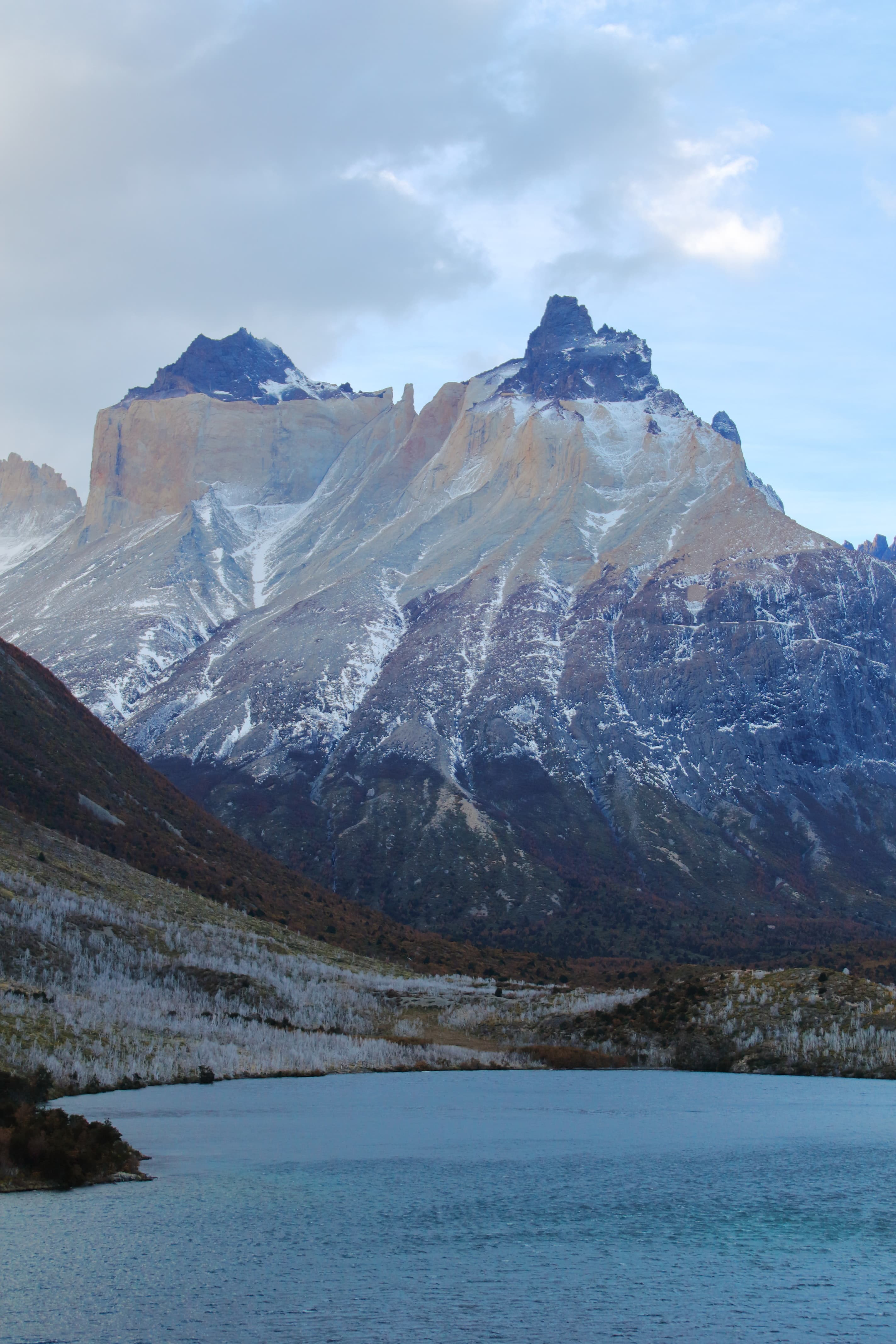 snowy mountains and lake