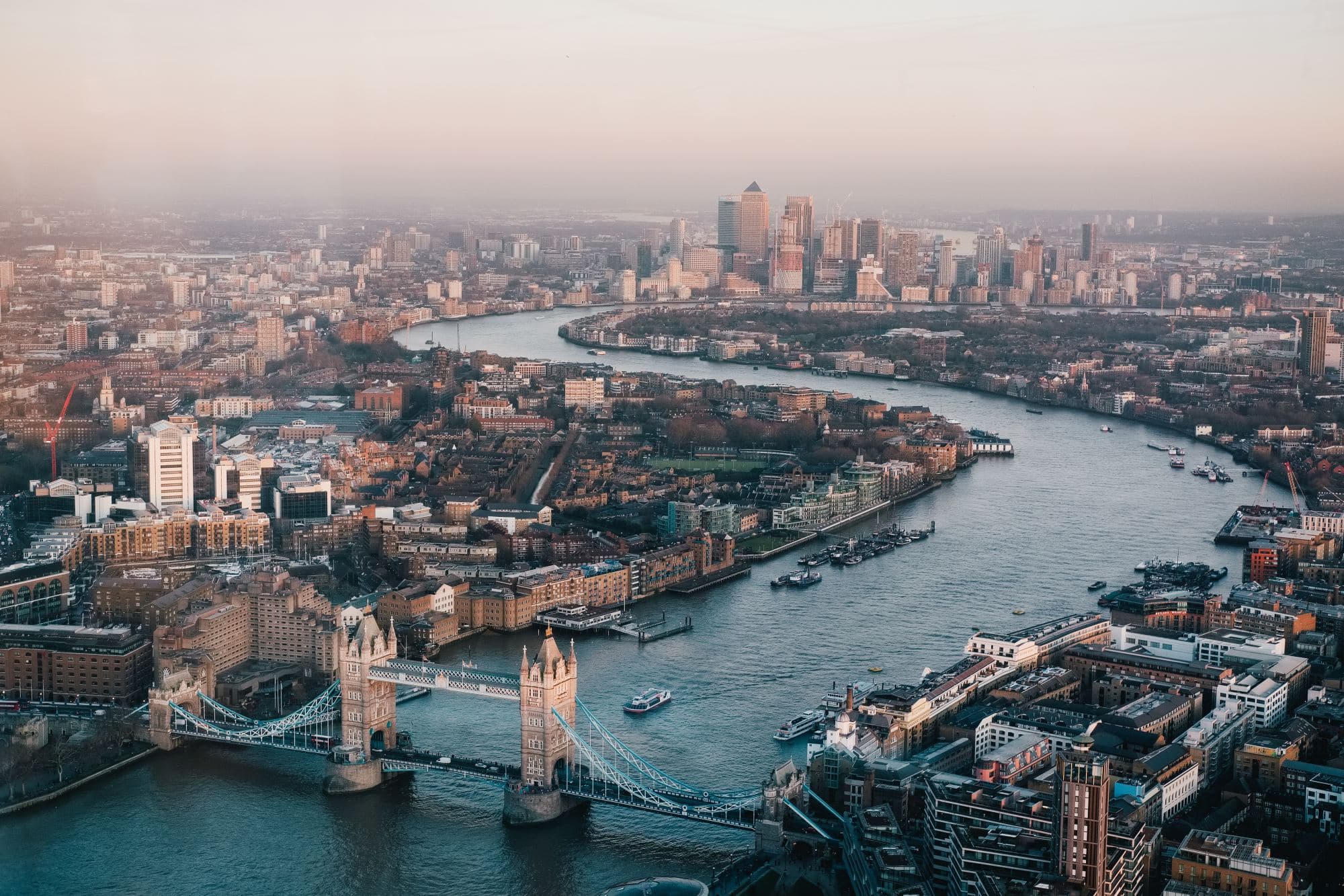 An aerial view of the skyline at daytime