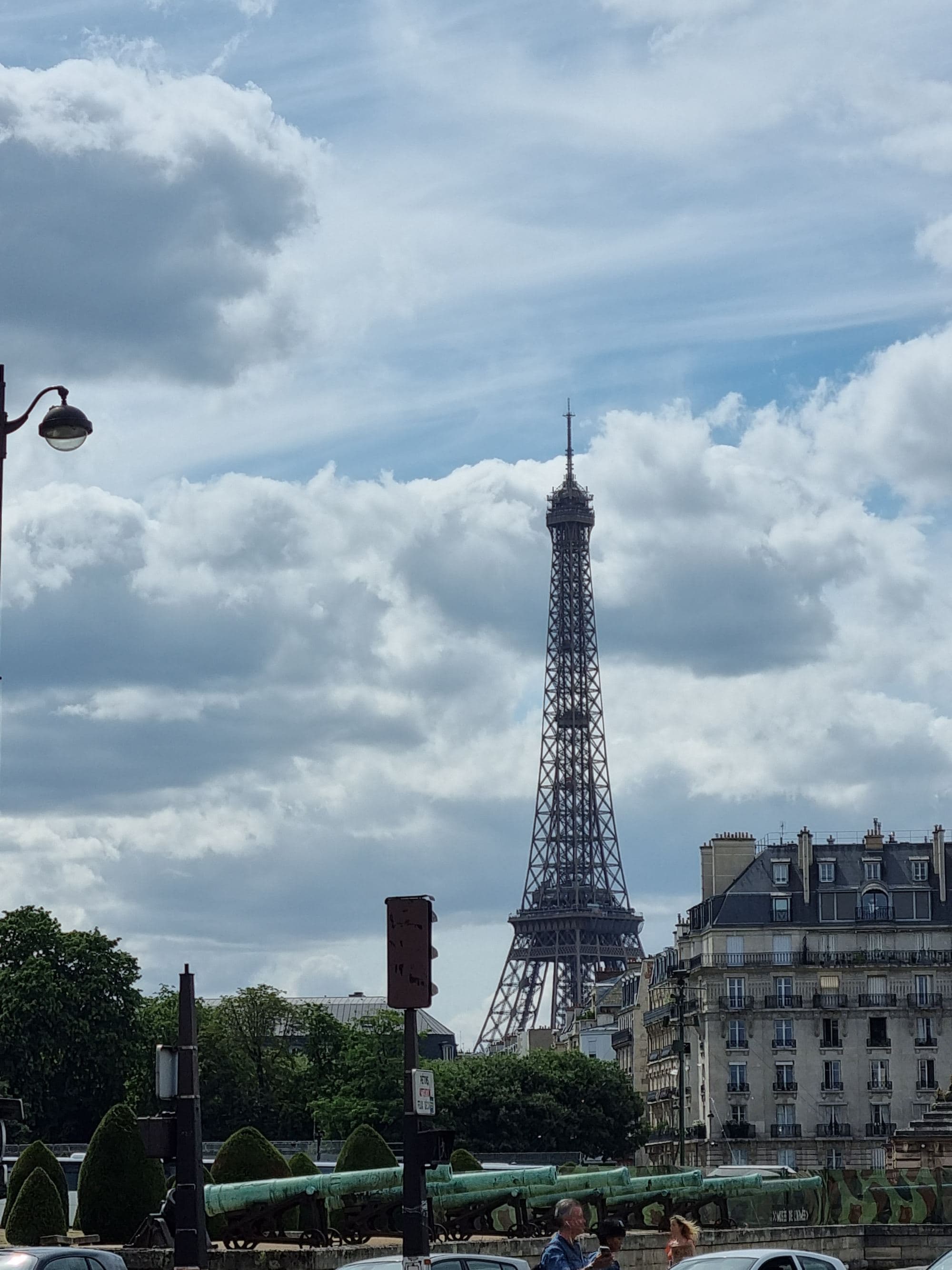 The Eiffel tower towering over the city of Paris.