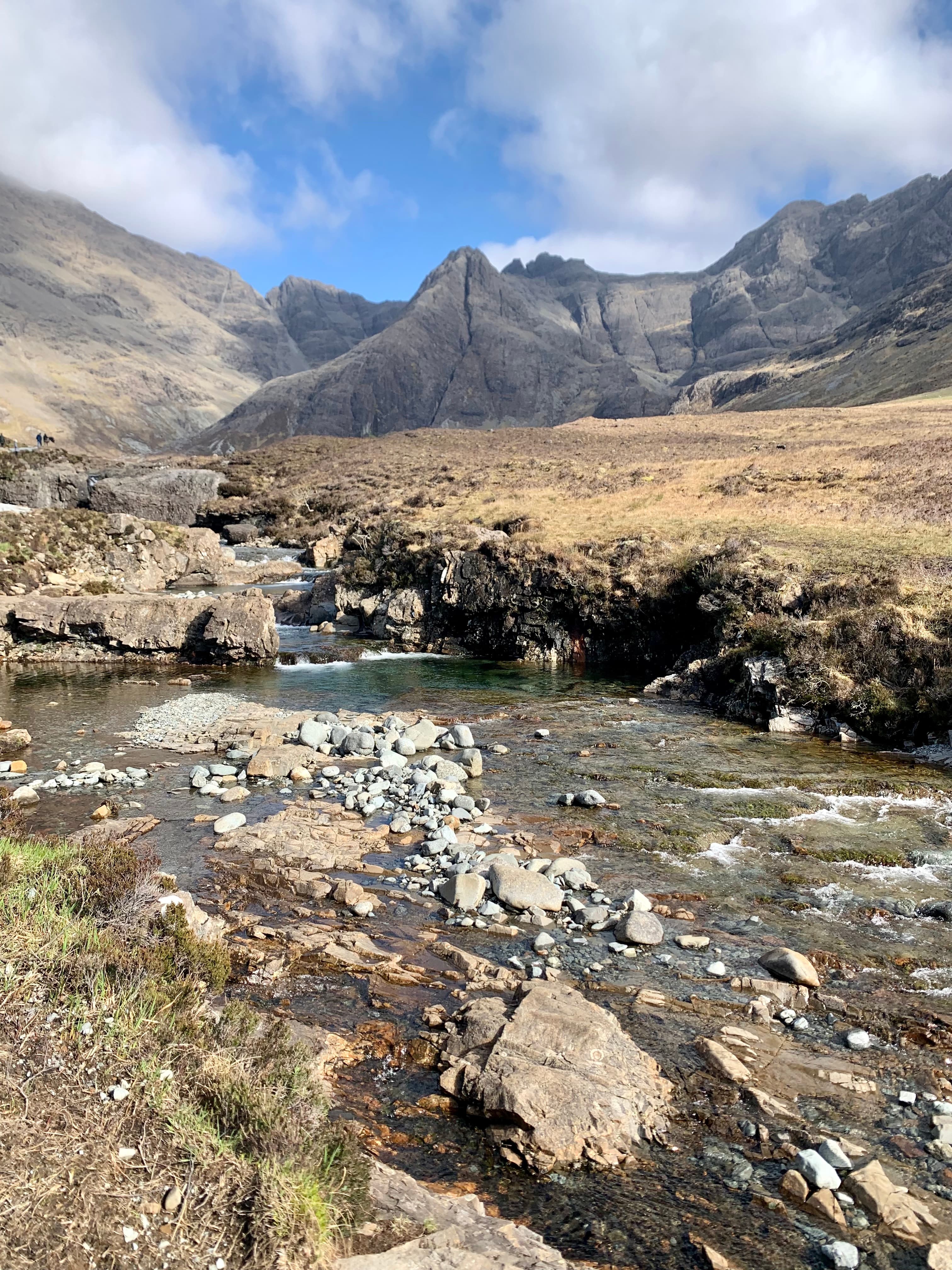 black mountains and river