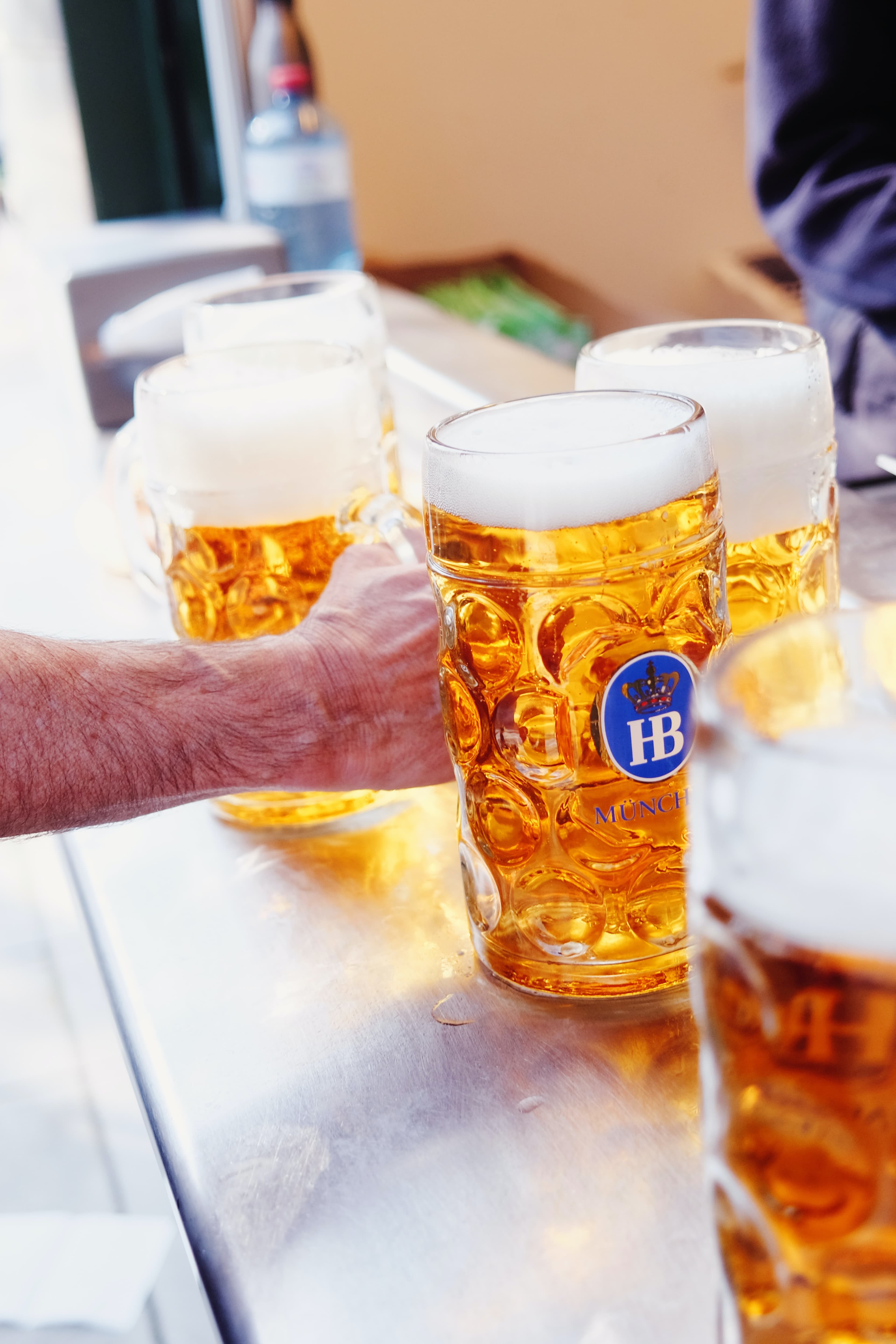 Frothy beer mugs unite in a vibrant festival of fun.