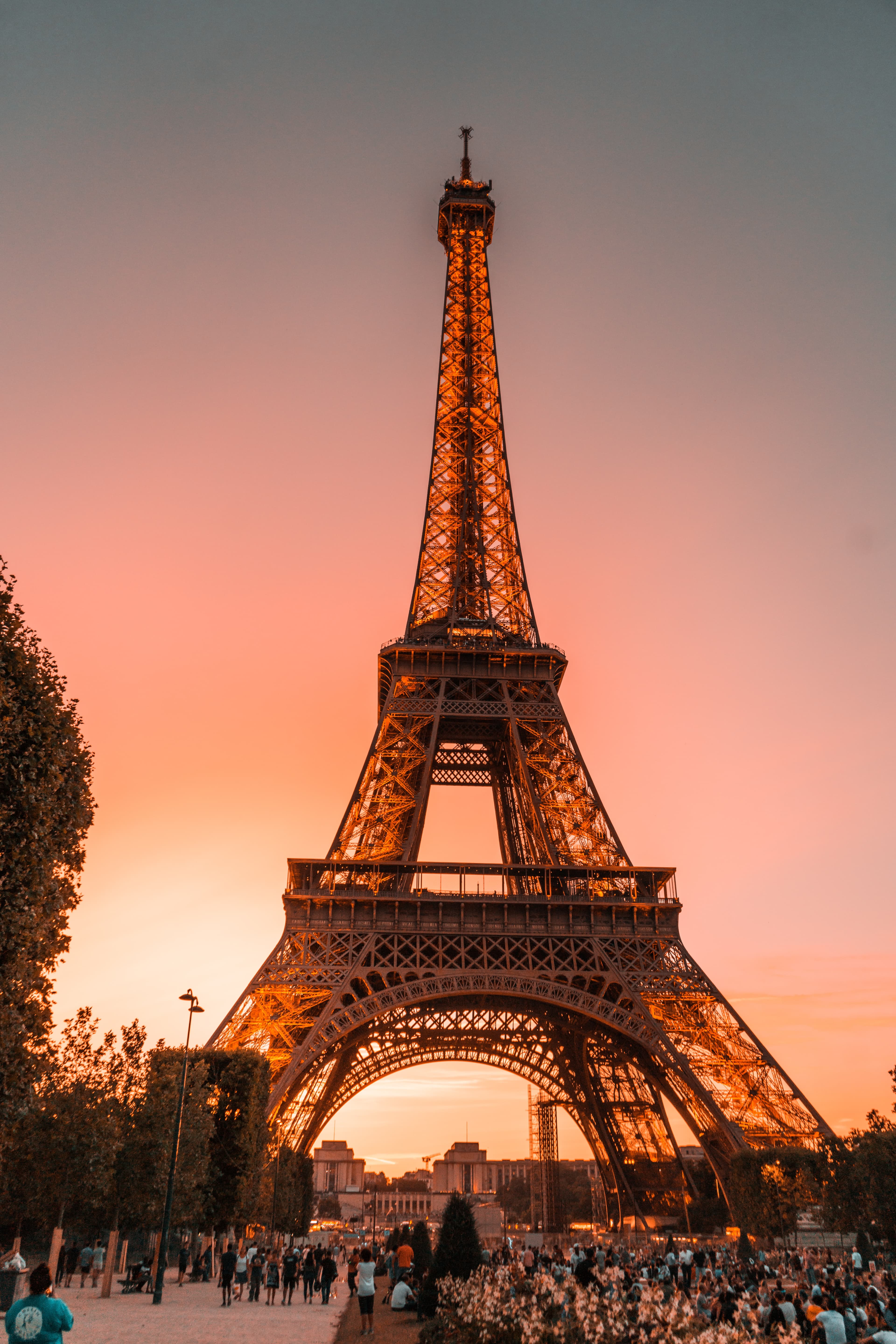 A photo of the Eiffel Tower in Paris at sunset.
