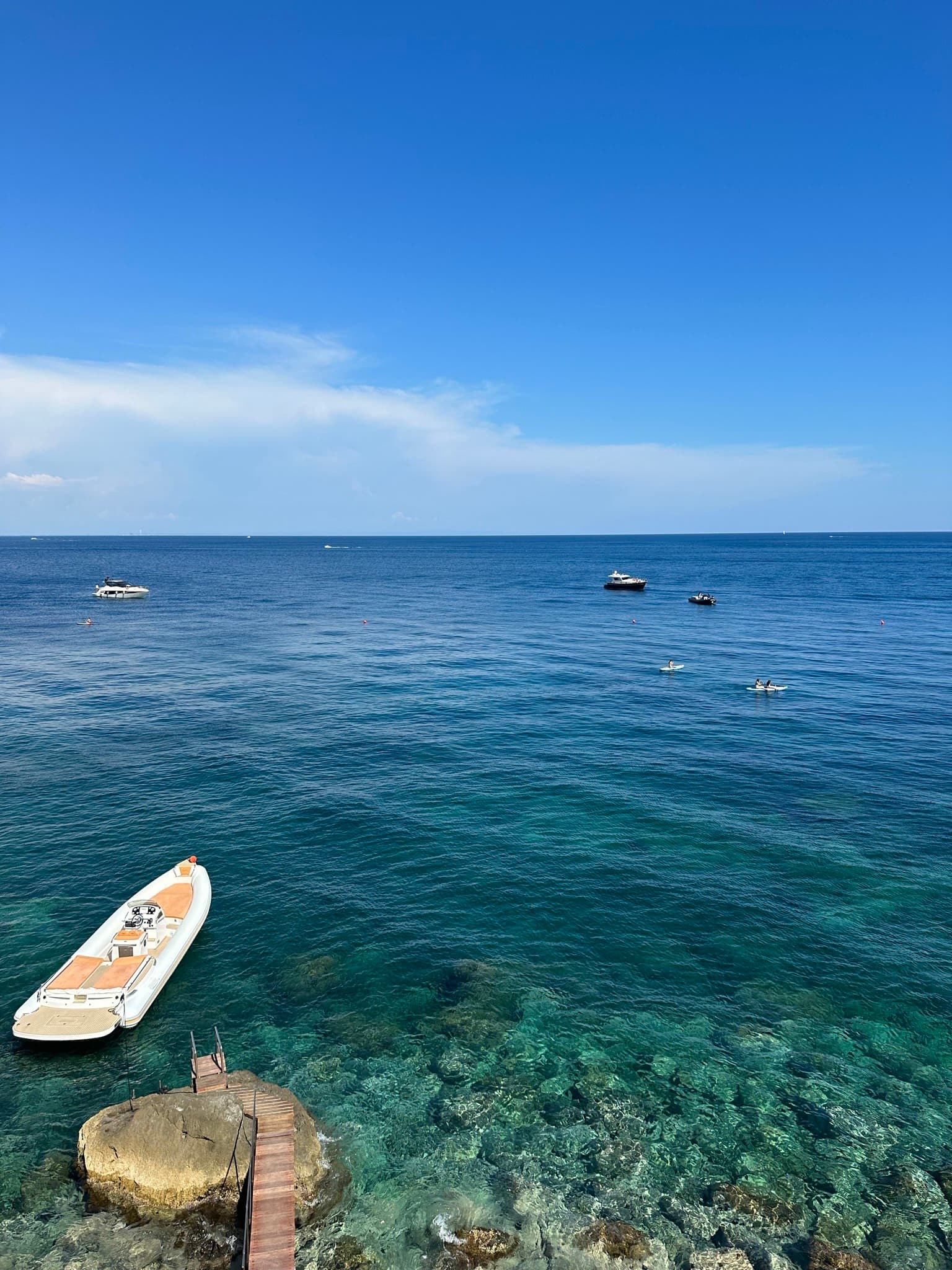 little boat on deep blue waters