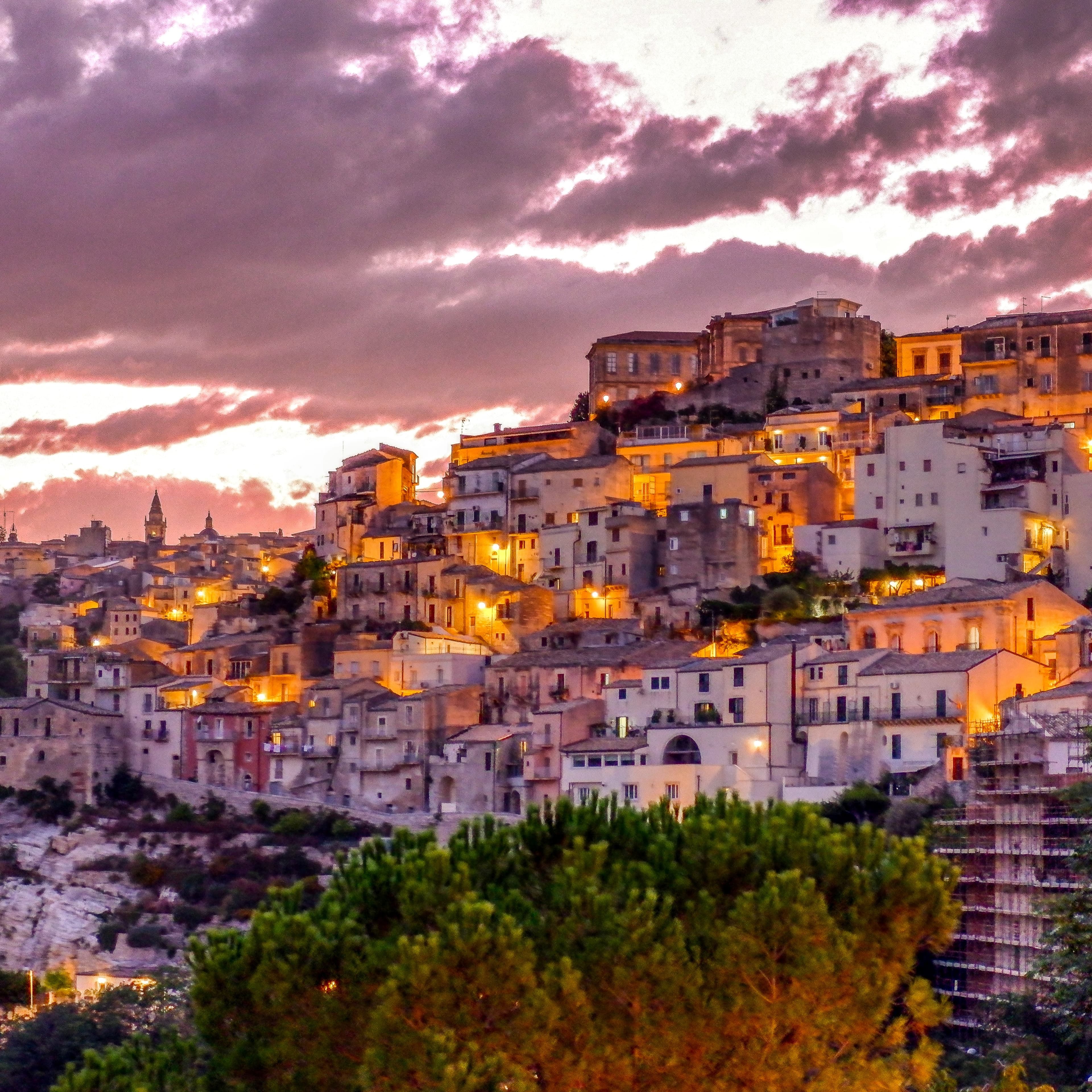 Sunset in Noto, Italy.