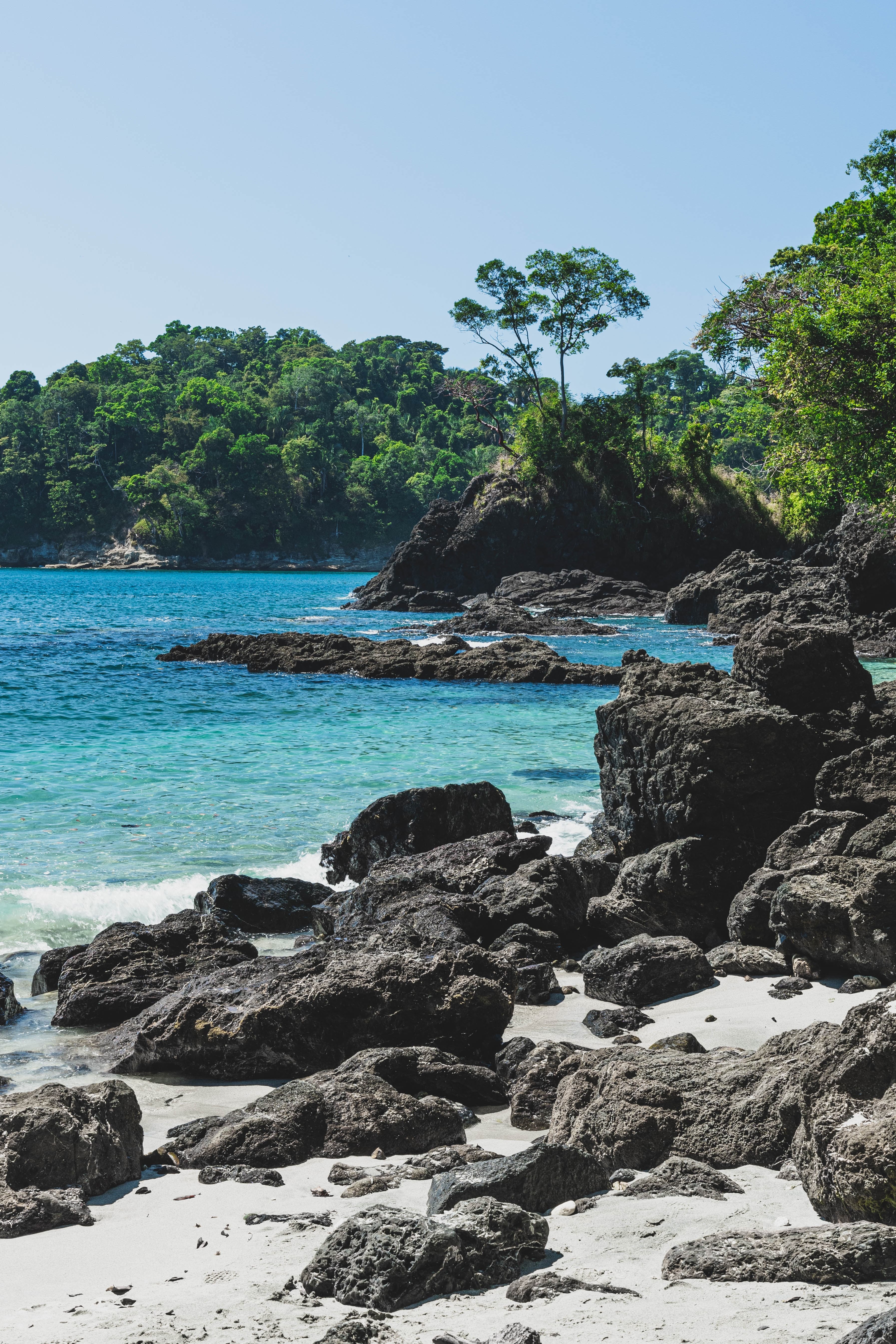 Rocky beach next to ocean during daytime