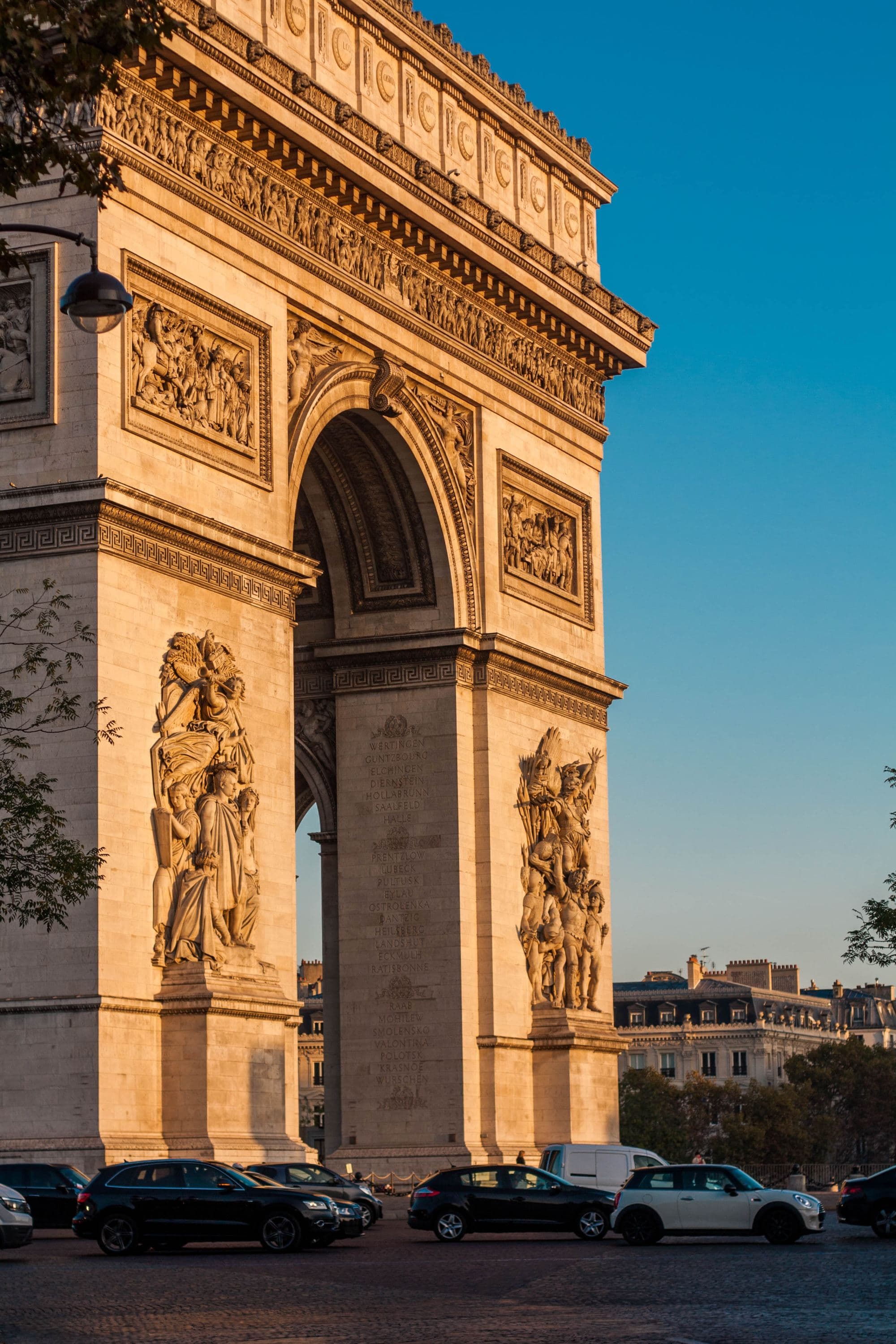 arc de triomphe during golden hour