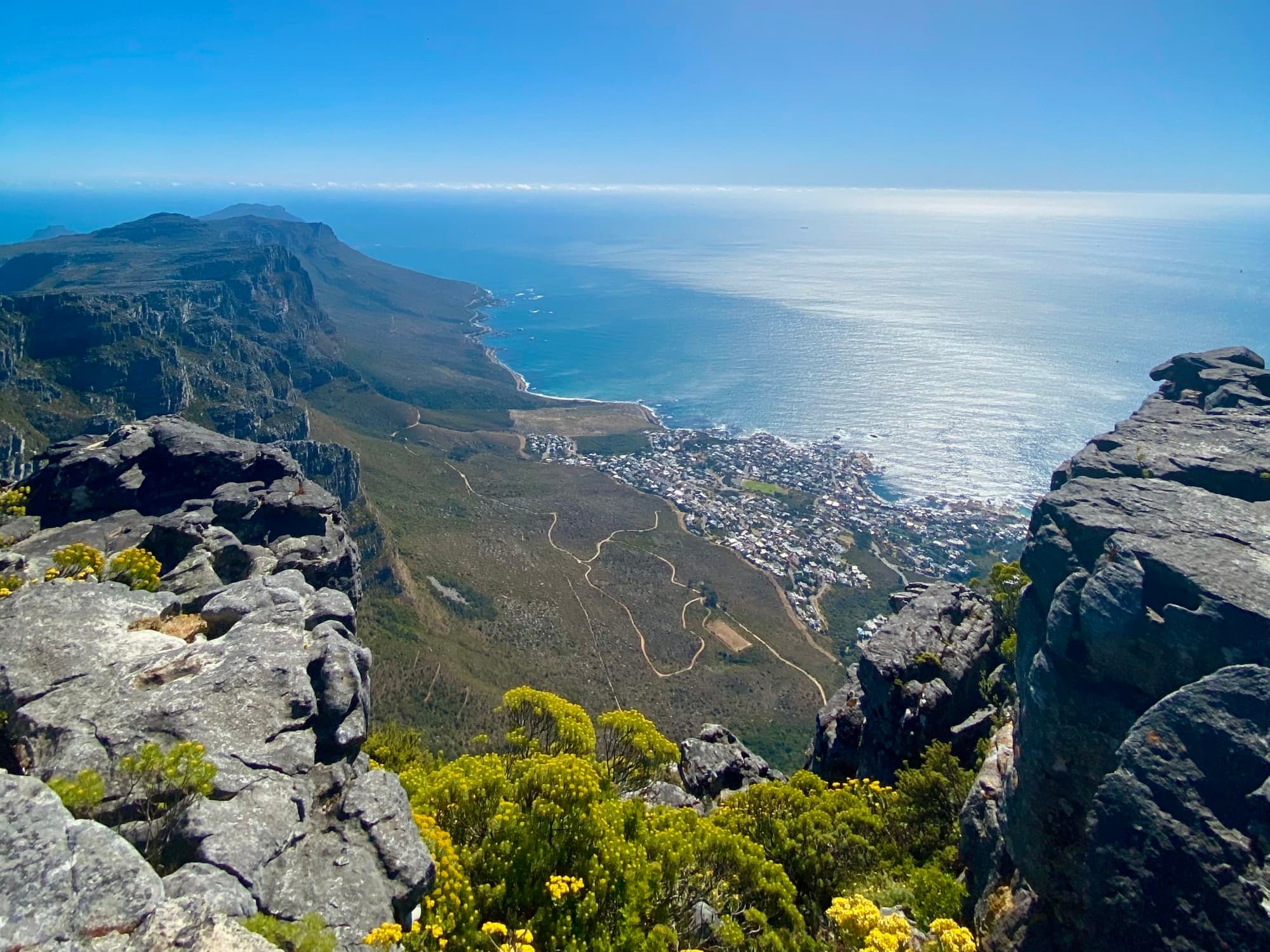An aerial view of the Table Mountain during daytime.