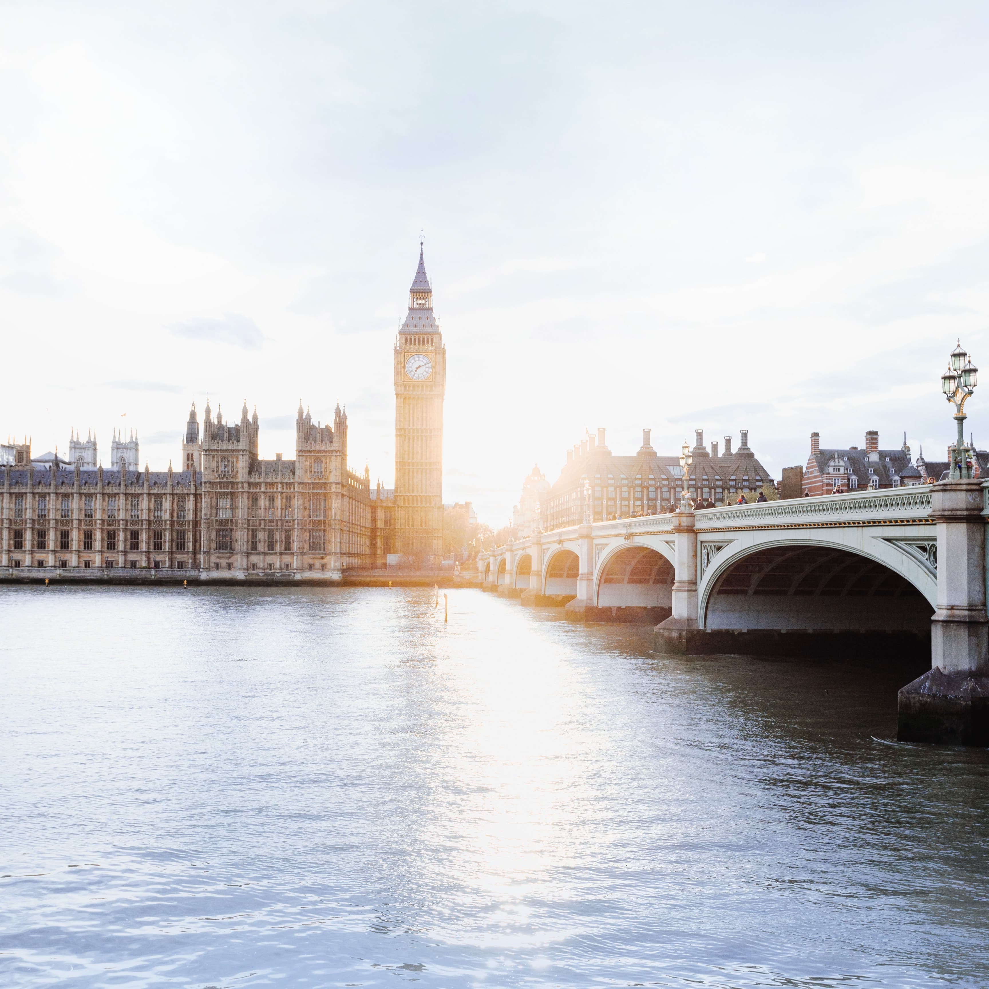 London bridge and Big Ben in sight.