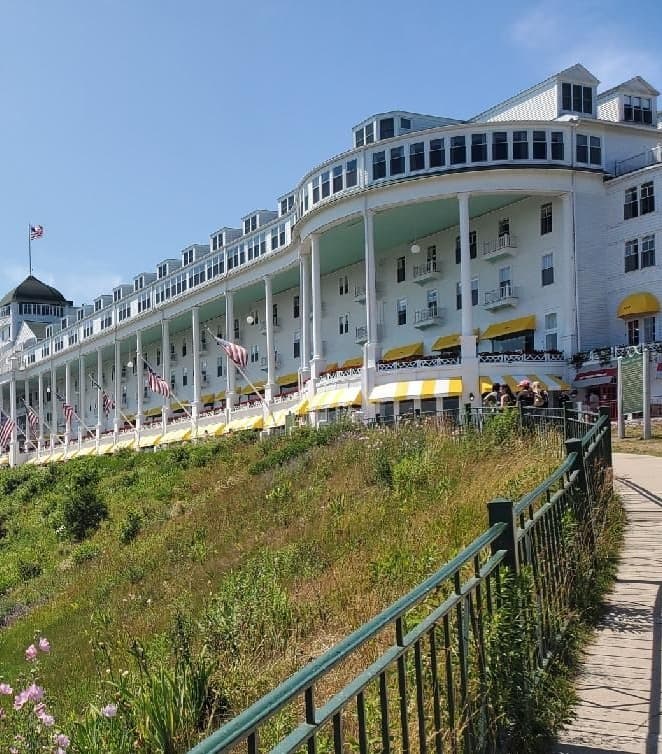 View of the Grand Hotel on Mackinac Island.