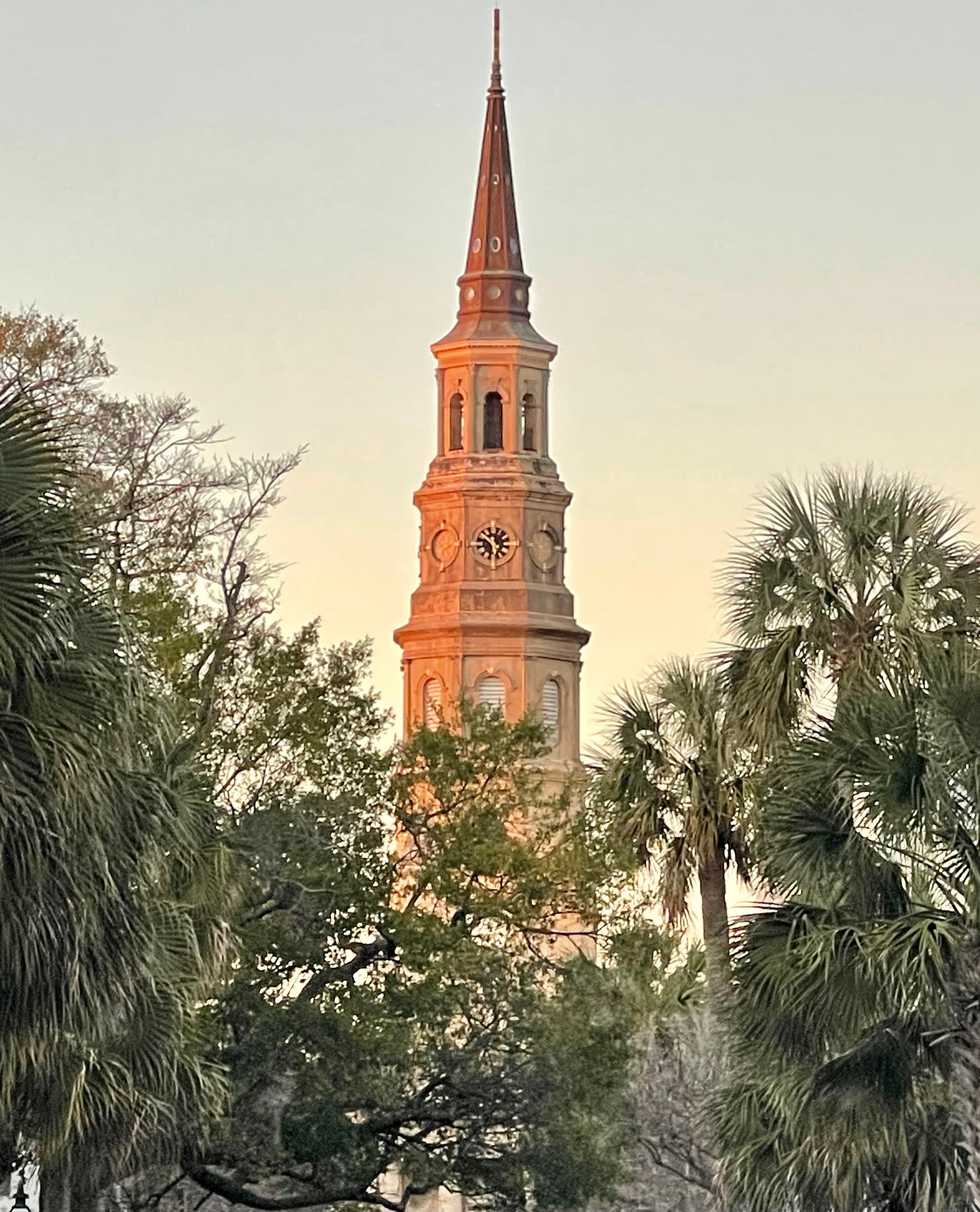 The tower of the historic Saint Philip's Church.
