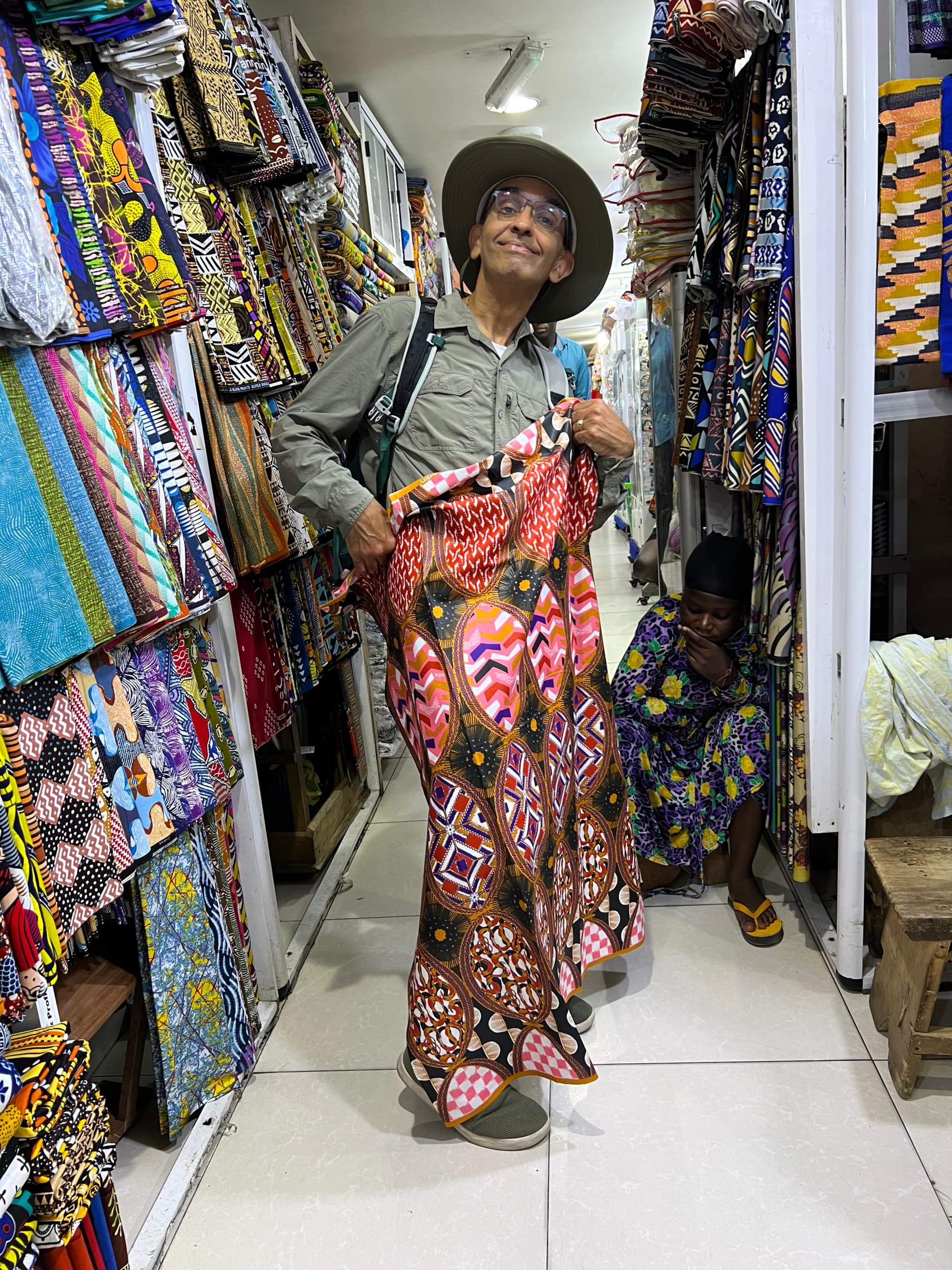 Advisor models traditional fabrics.